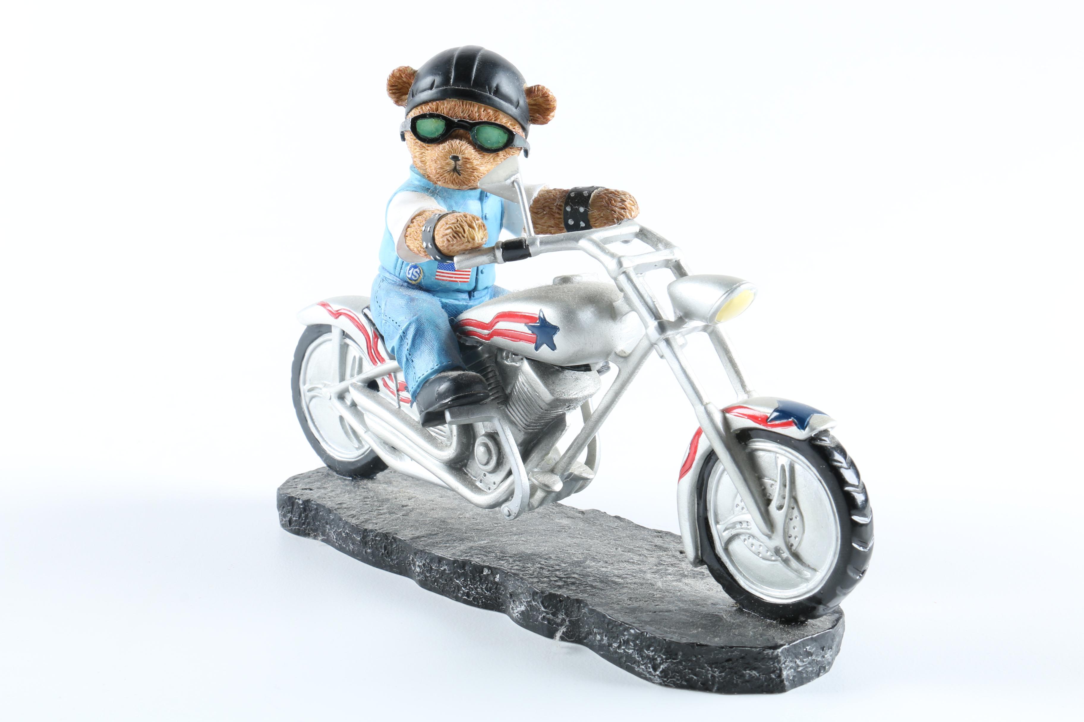 Faithful Fuzzies Born to Ride Collection Resin Teddy Bear Figurines