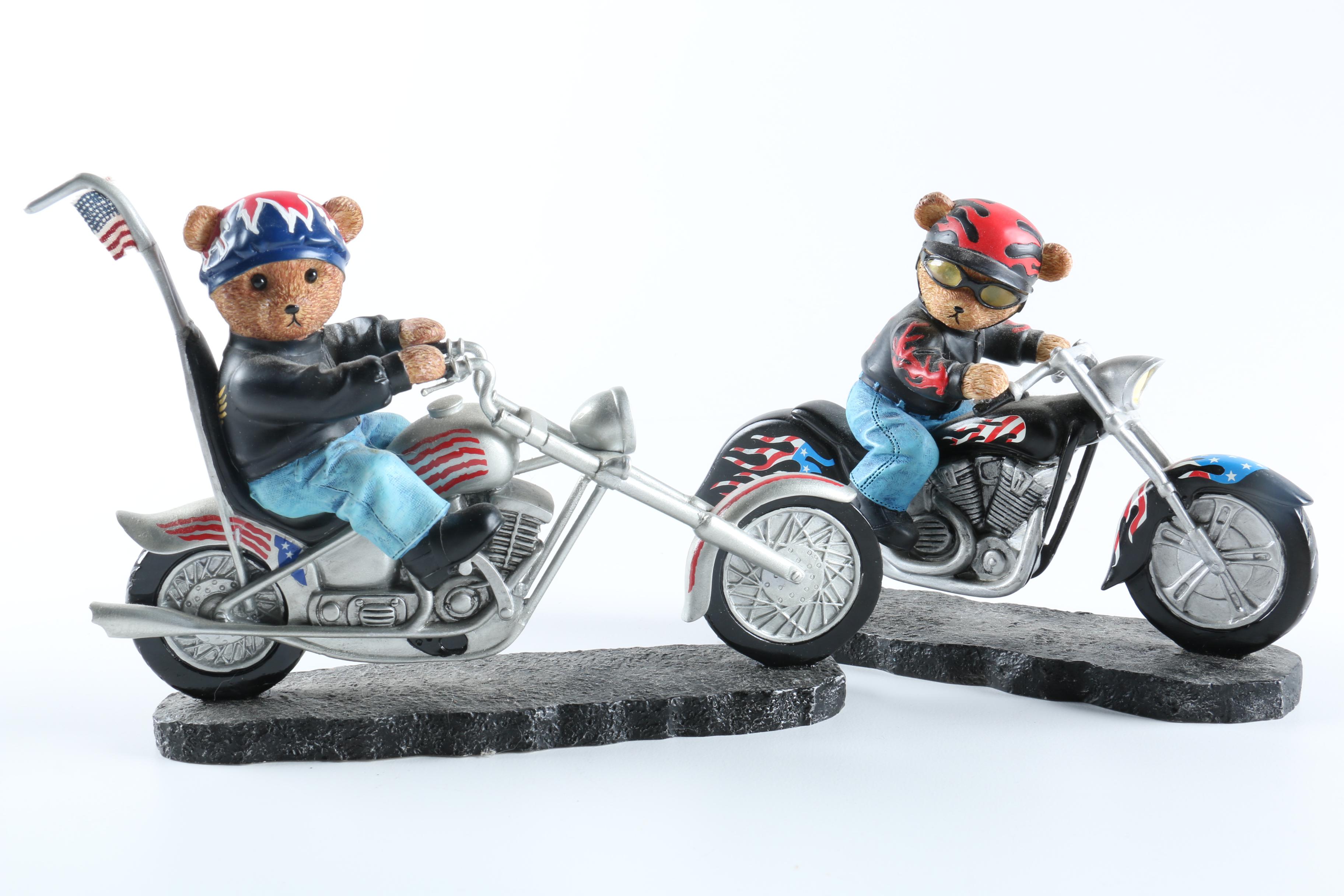 Faithful Fuzzies Born to Ride Collection Resin Teddy Bear Figurines