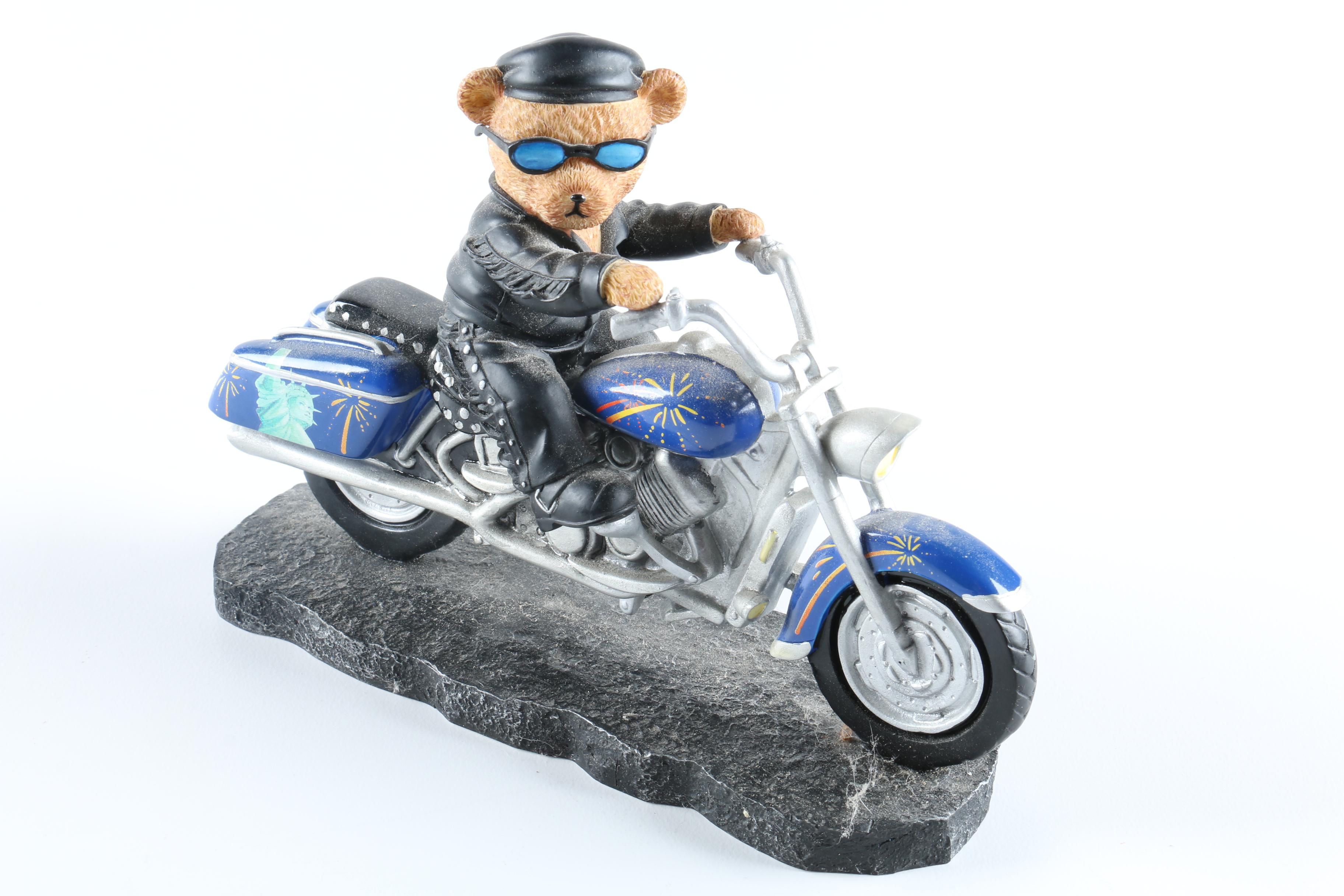 Faithful Fuzzies Born to Ride Collection Resin Teddy Bear Figurines