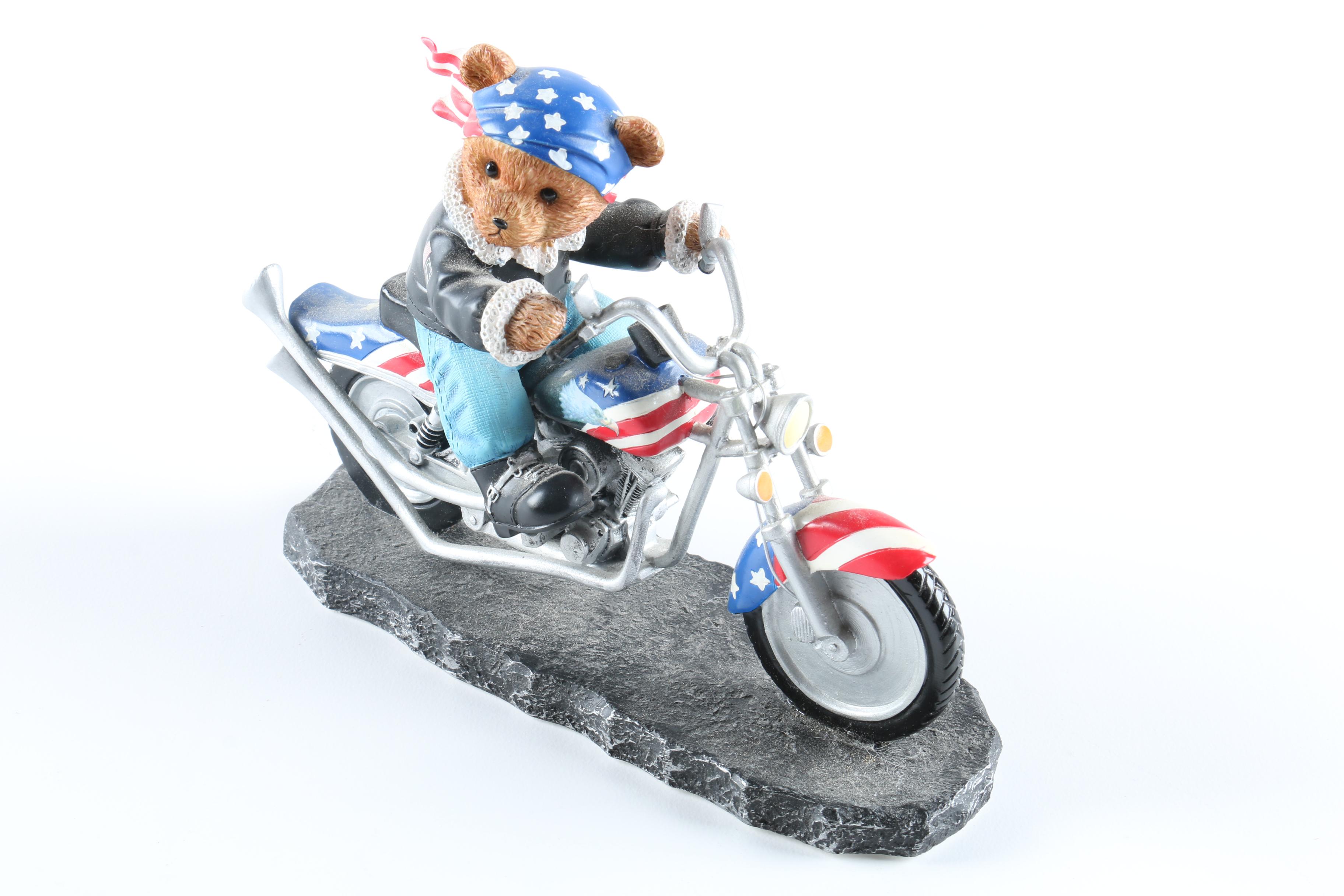 Faithful Fuzzies Born to Ride Collection Resin Teddy Bear Figurines