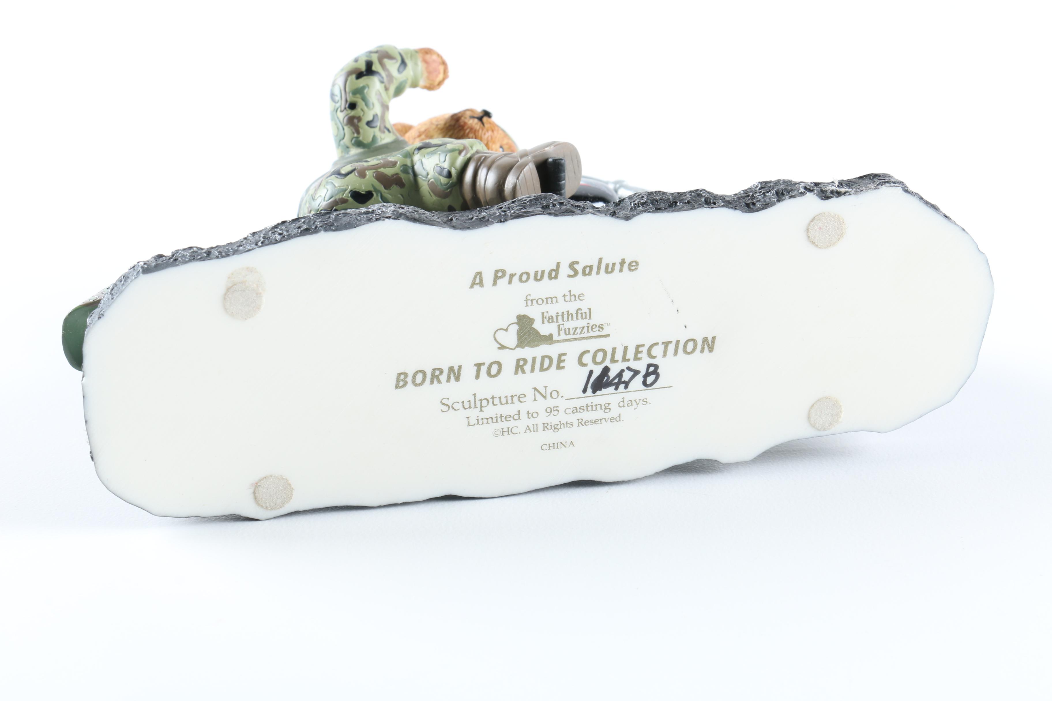 Faithful Fuzzies Born to Ride Collection Resin Teddy Bear Figurines