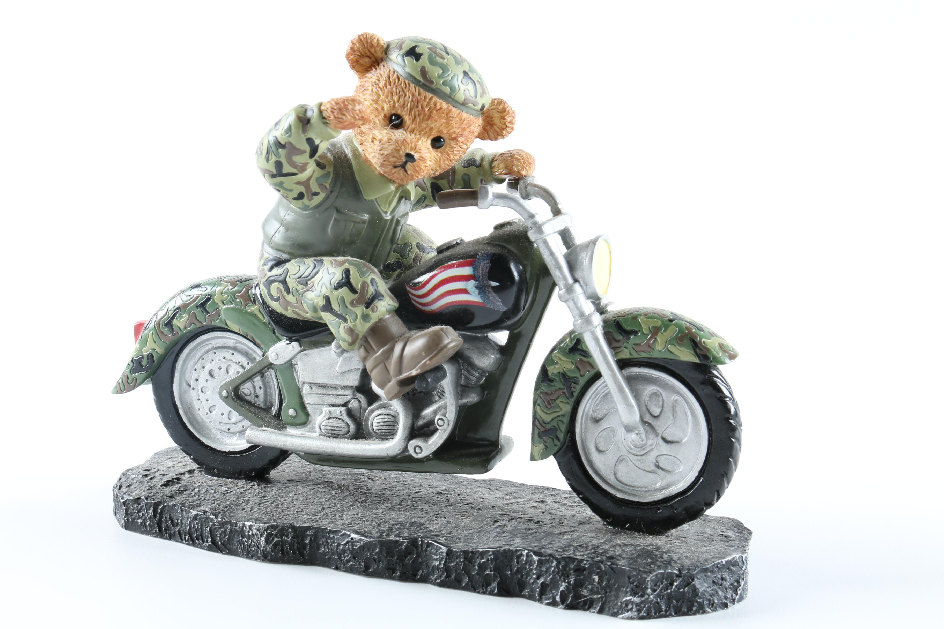 Faithful Fuzzies Born to Ride Collection Resin Teddy Bear Figurines