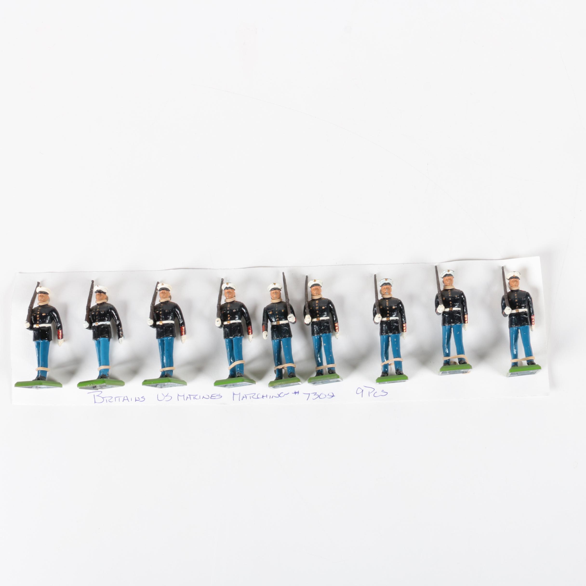 US Marine Soldier and Color Guard Figurines by Britains