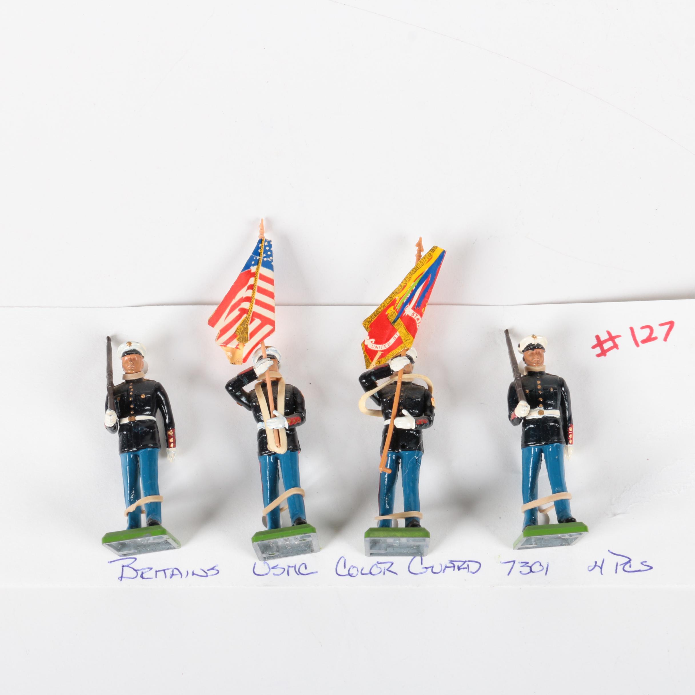 US Marine Soldier and Color Guard Figurines by Britains