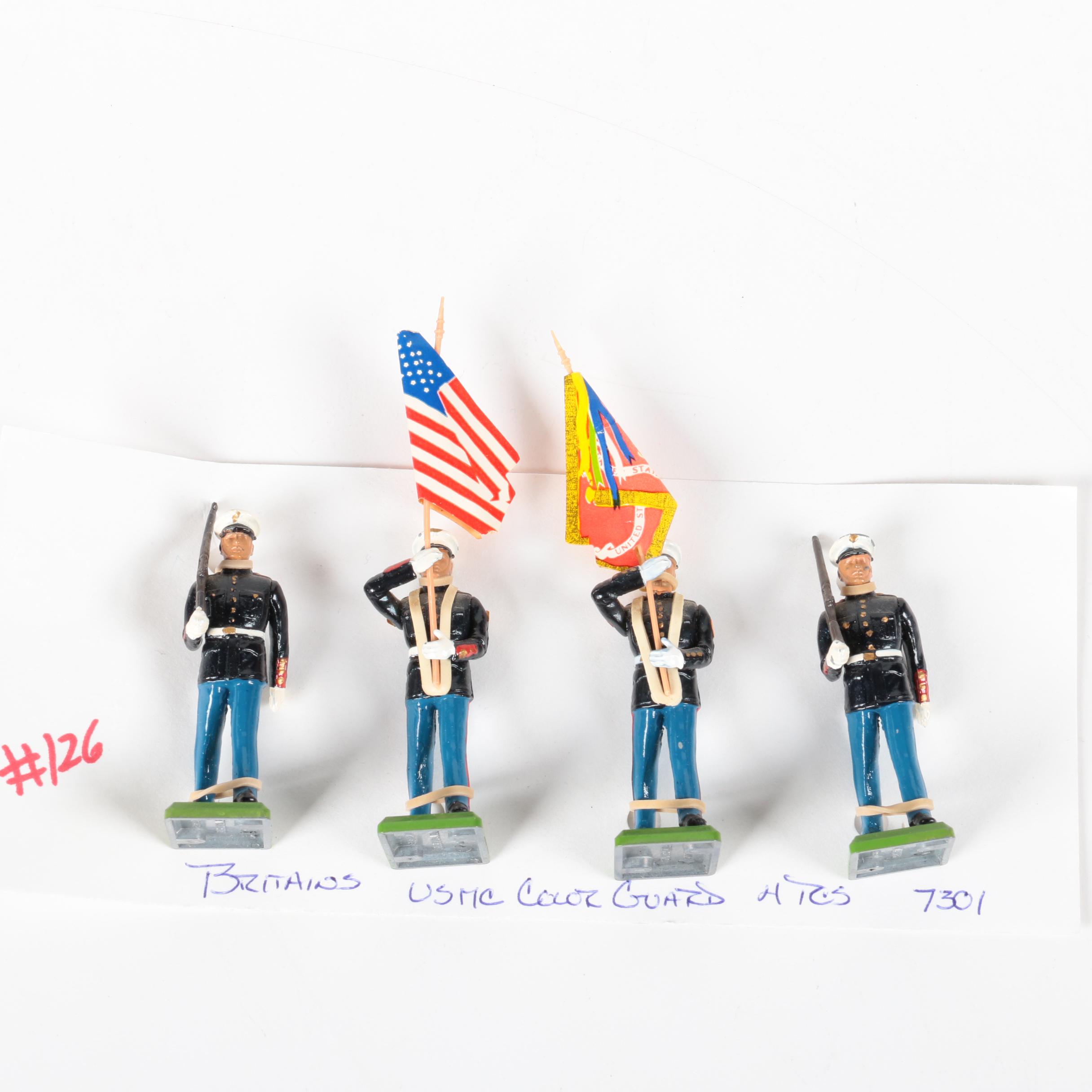 US Marine Soldier and Color Guard Figurines by Britains