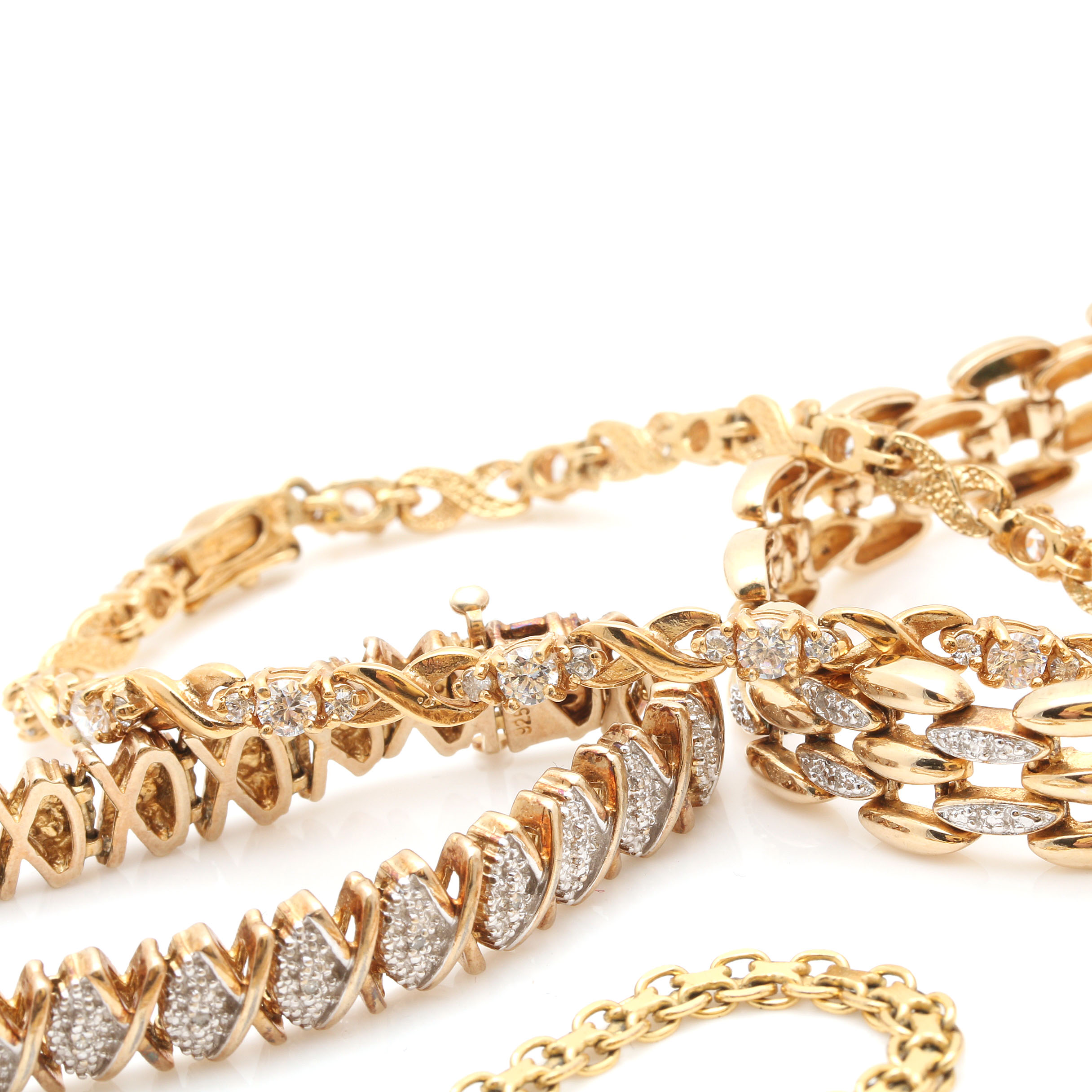 Gold Wash Sterling Silver Gemstone and Diamond Jewelry