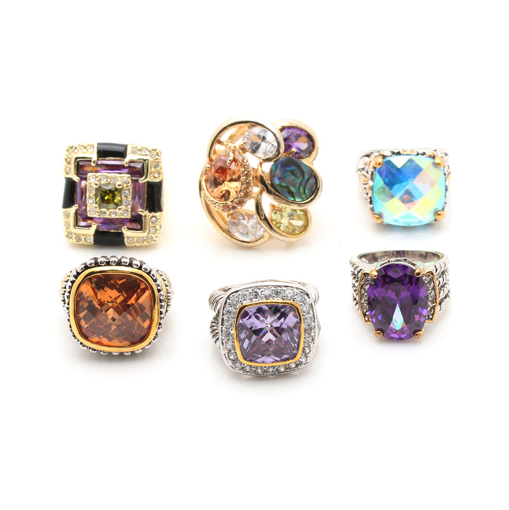 Assorted Gold and Silver Tone Costume Rings