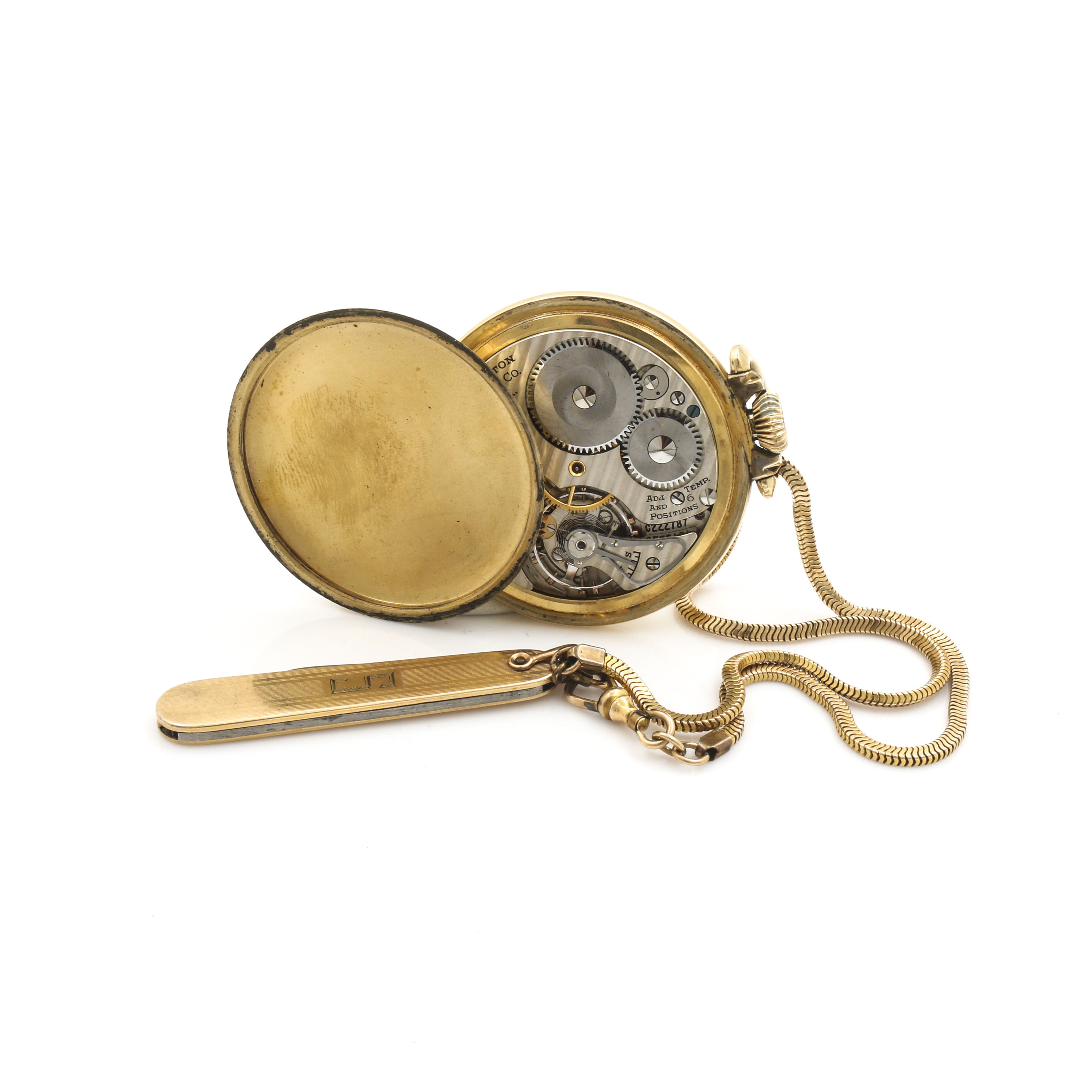 Hamilton 10K Gold Filled Pocket Watch, Fob and Pocket Knife