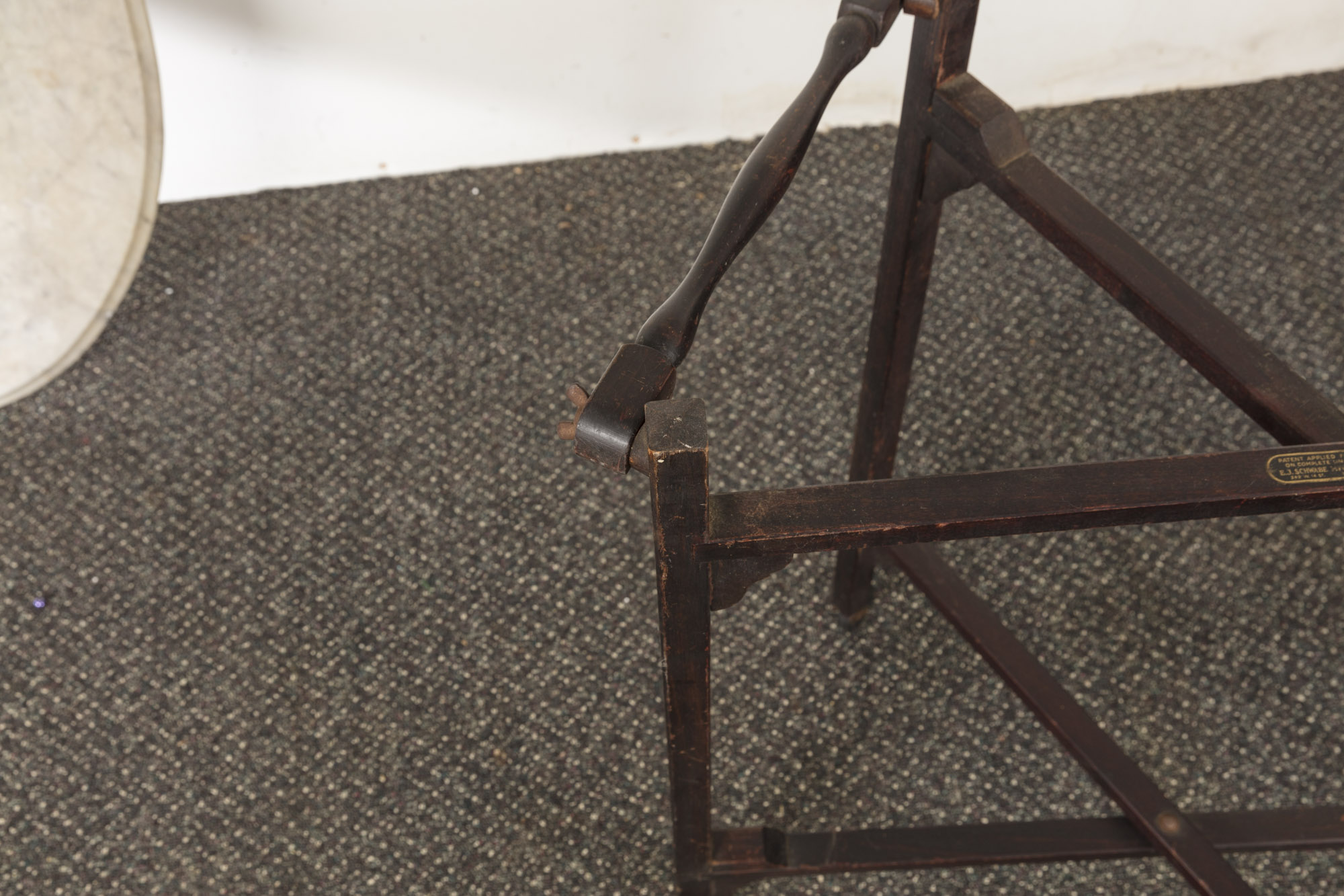 Vintage Marble Top Side Table with Folding Wooden Frame by E.J. Schwabe