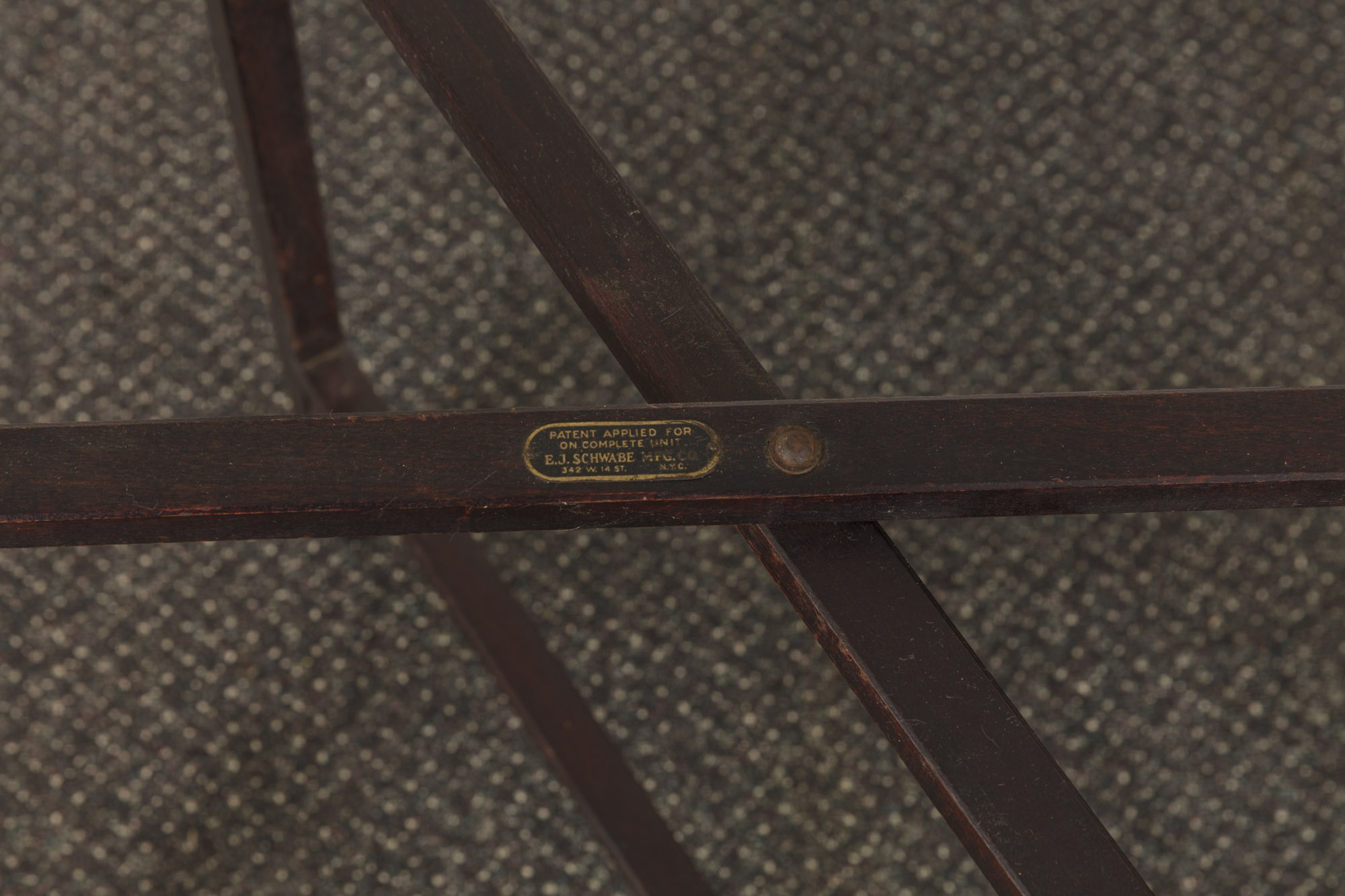 Vintage Marble Top Side Table with Folding Wooden Frame by E.J. Schwabe