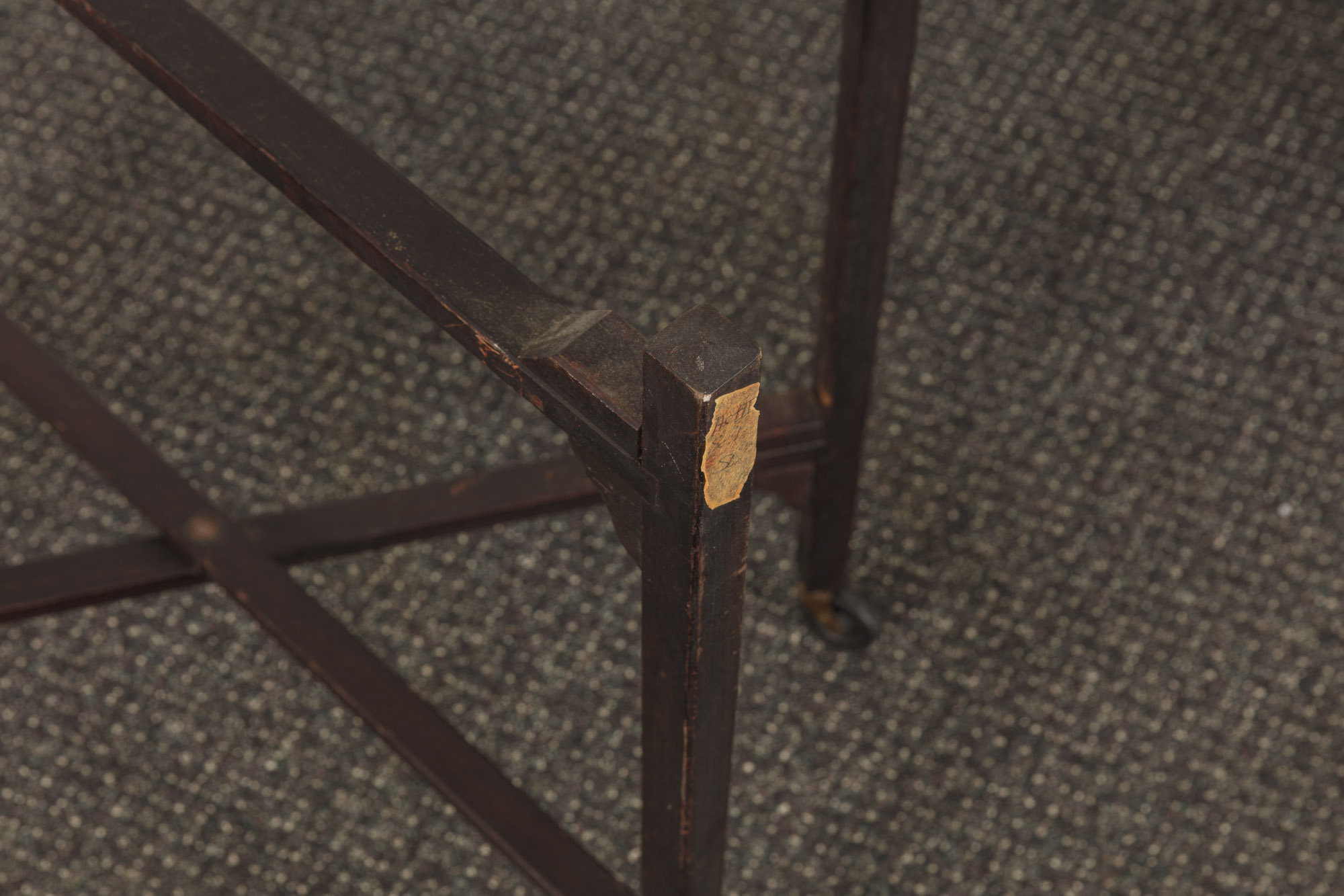 Vintage Marble Top Side Table with Folding Wooden Frame by E.J. Schwabe