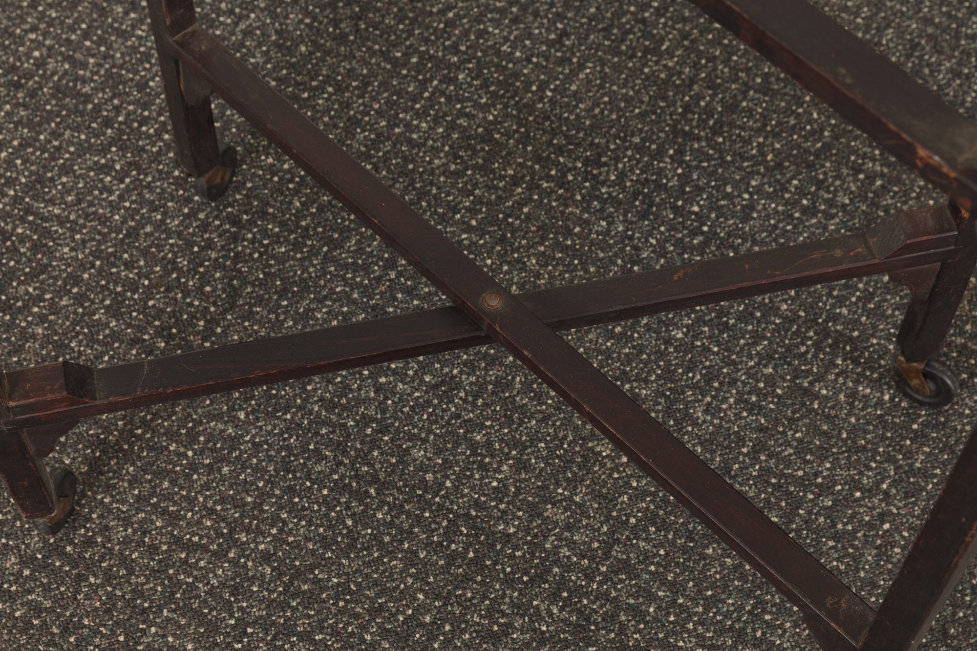 Vintage Marble Top Side Table with Folding Wooden Frame by E.J. Schwabe