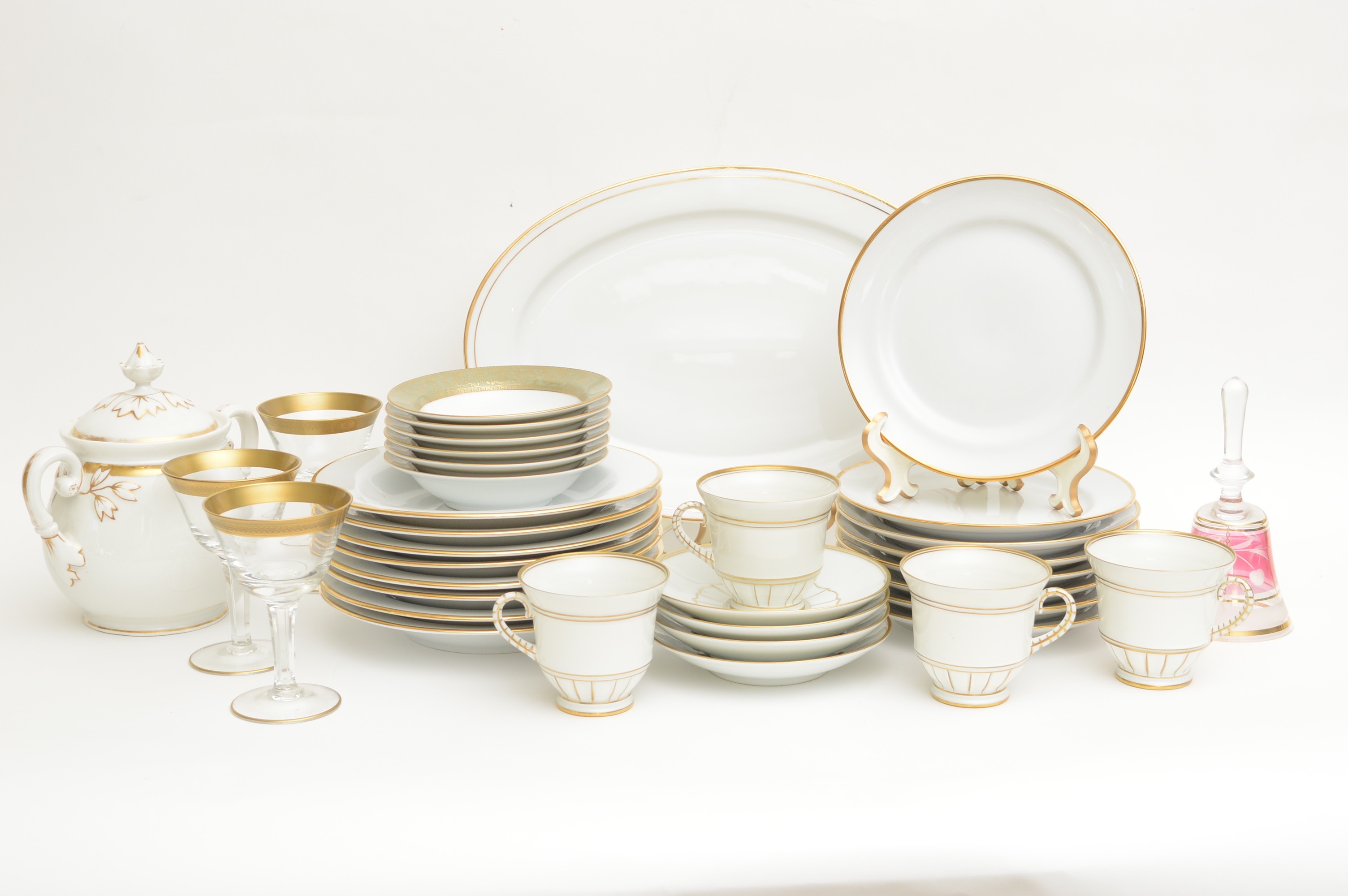 Vintage White and Gold  Assorted China Collection Including Baum Bros