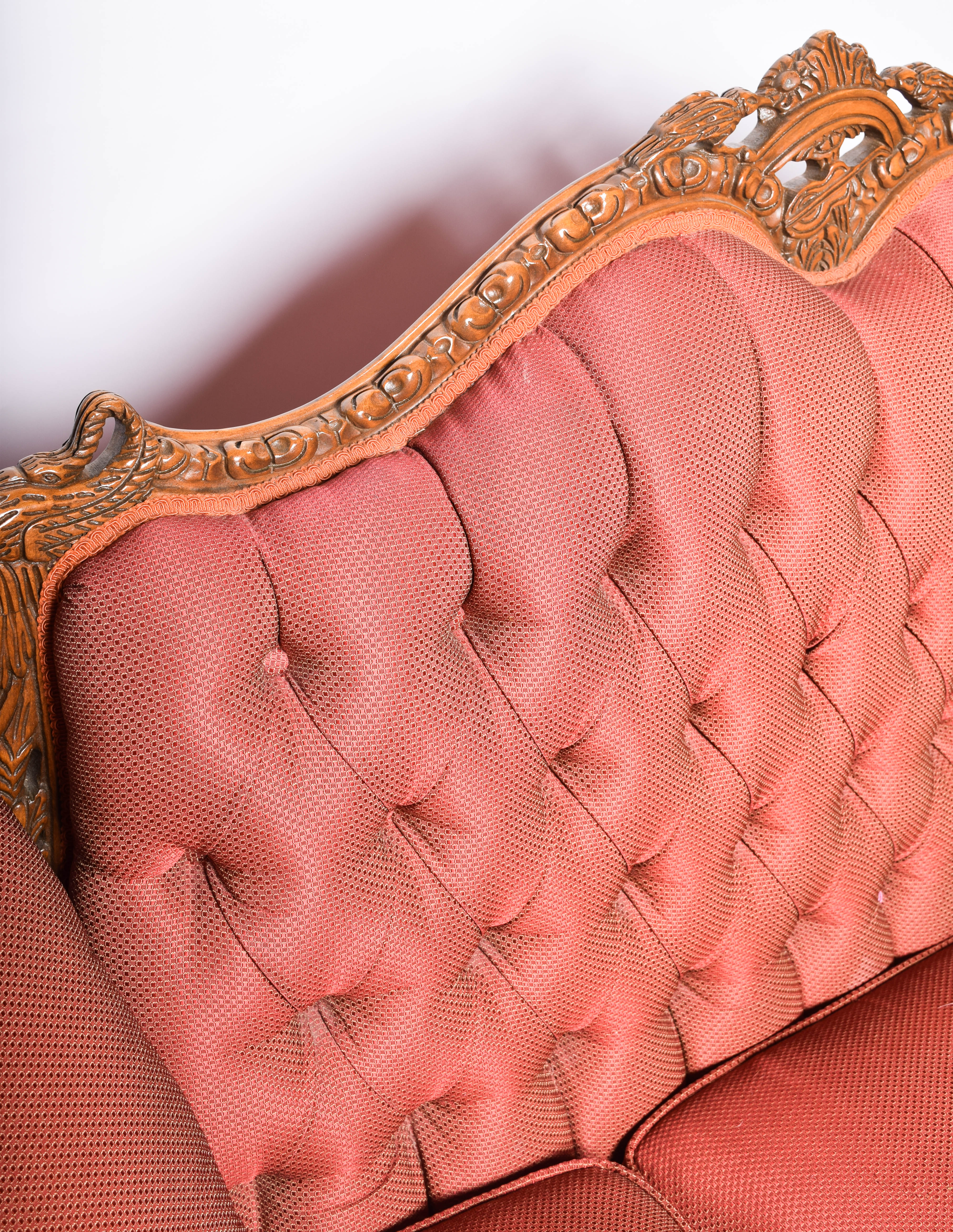 Antique Ornately Carved Victorian Upholstered Sofa