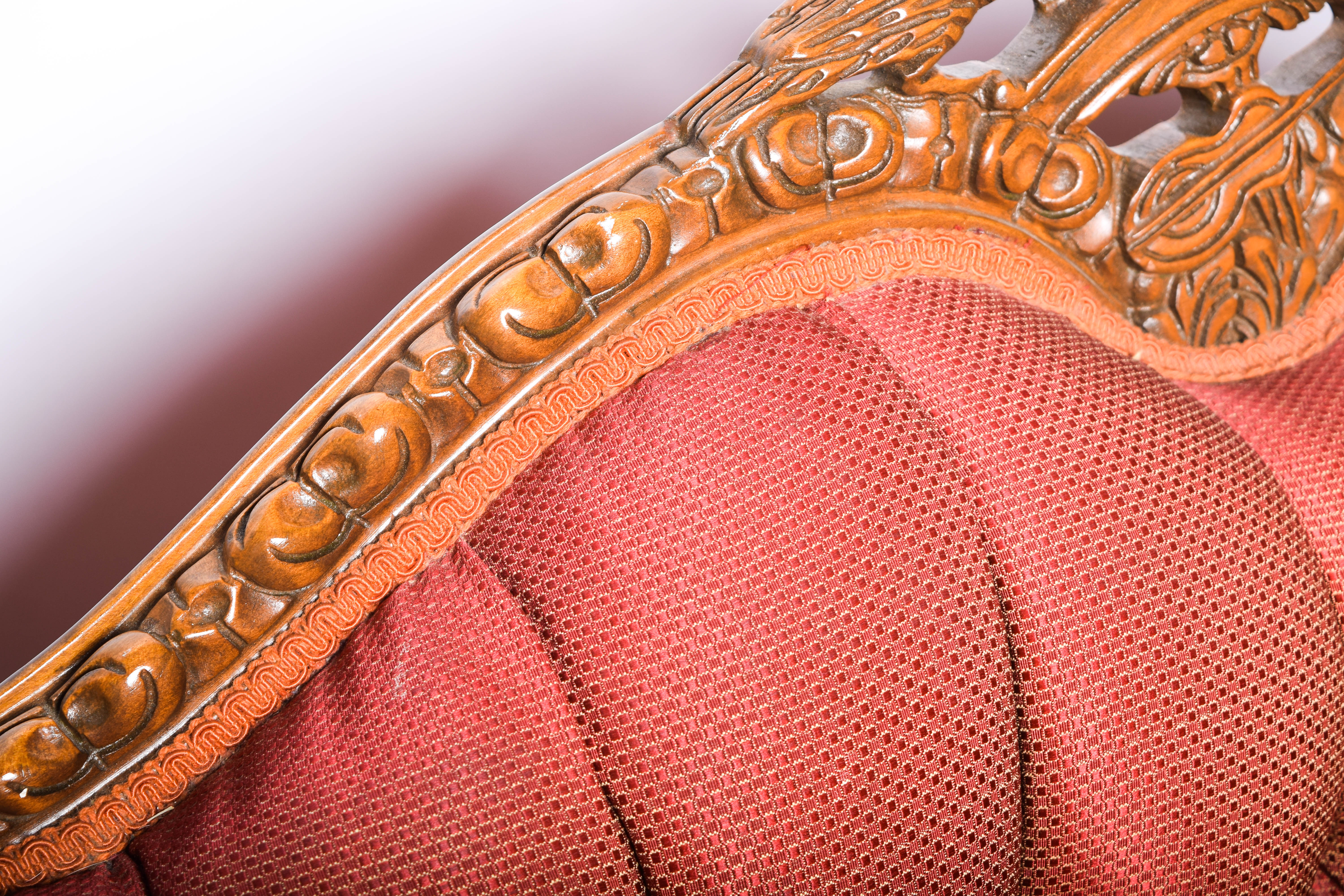 Antique Ornately Carved Victorian Upholstered Sofa