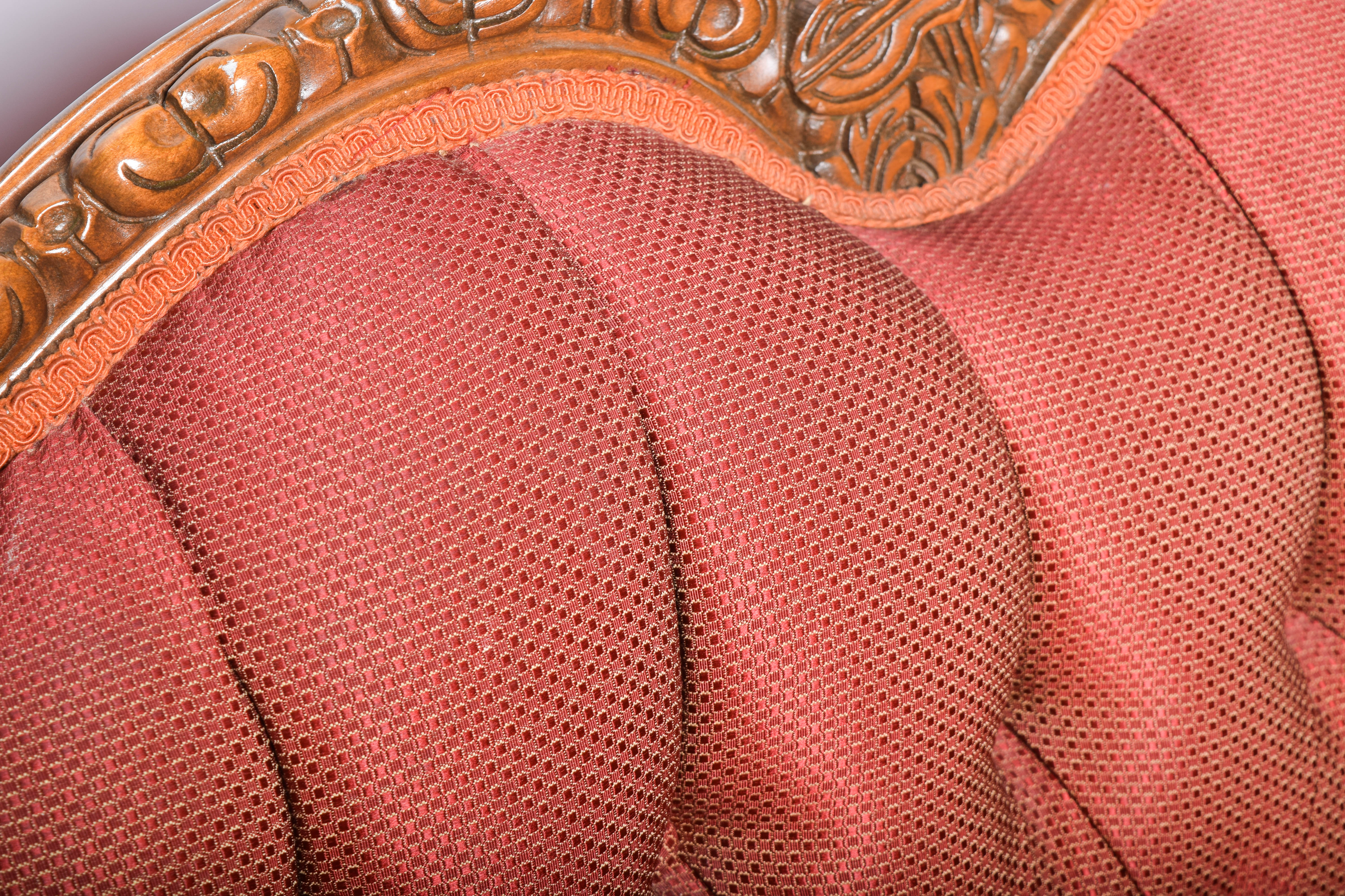 Antique Ornately Carved Victorian Upholstered Sofa