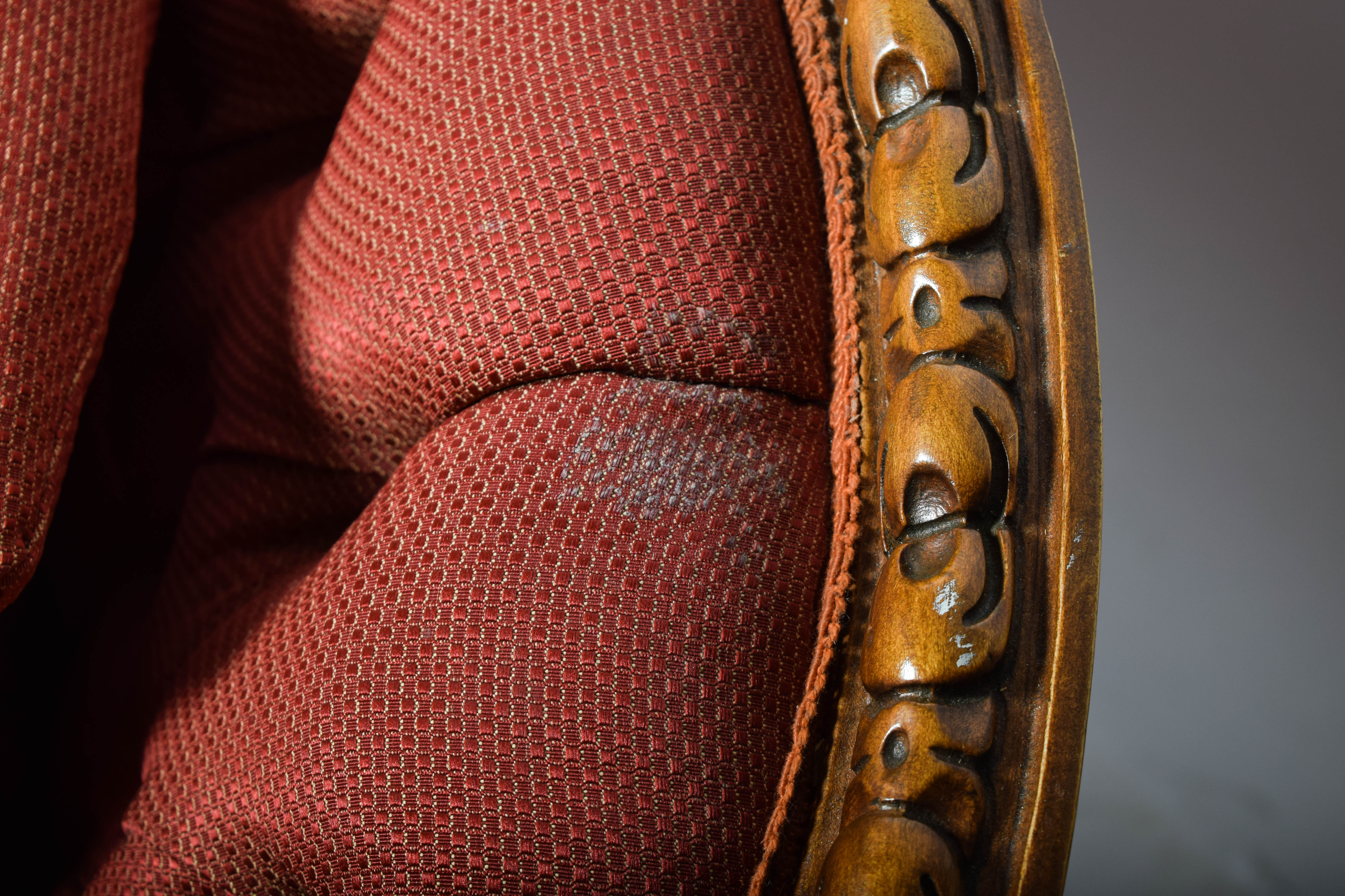 Antique Ornately Carved Victorian Upholstered Sofa