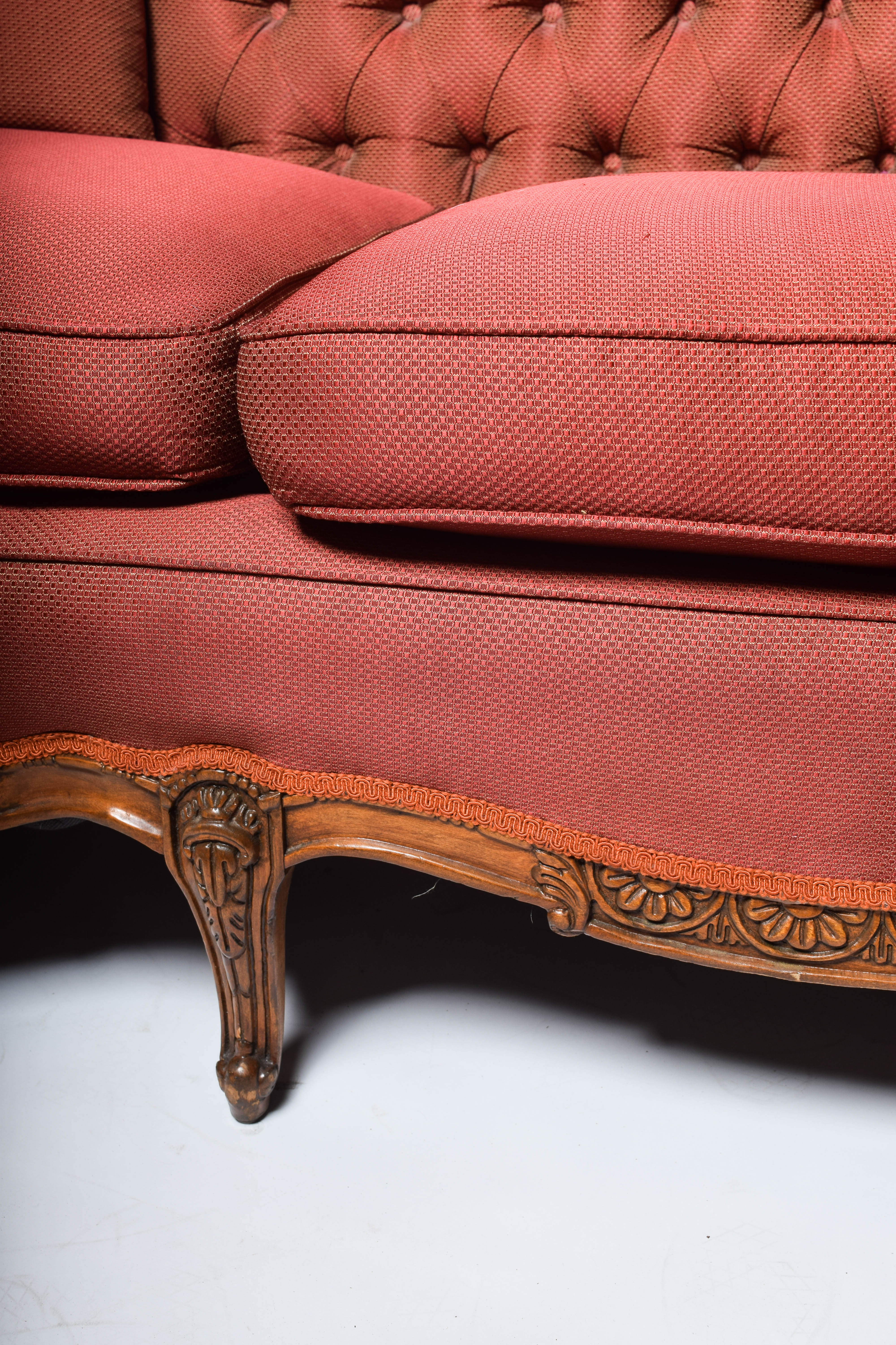 Antique Ornately Carved Victorian Upholstered Sofa