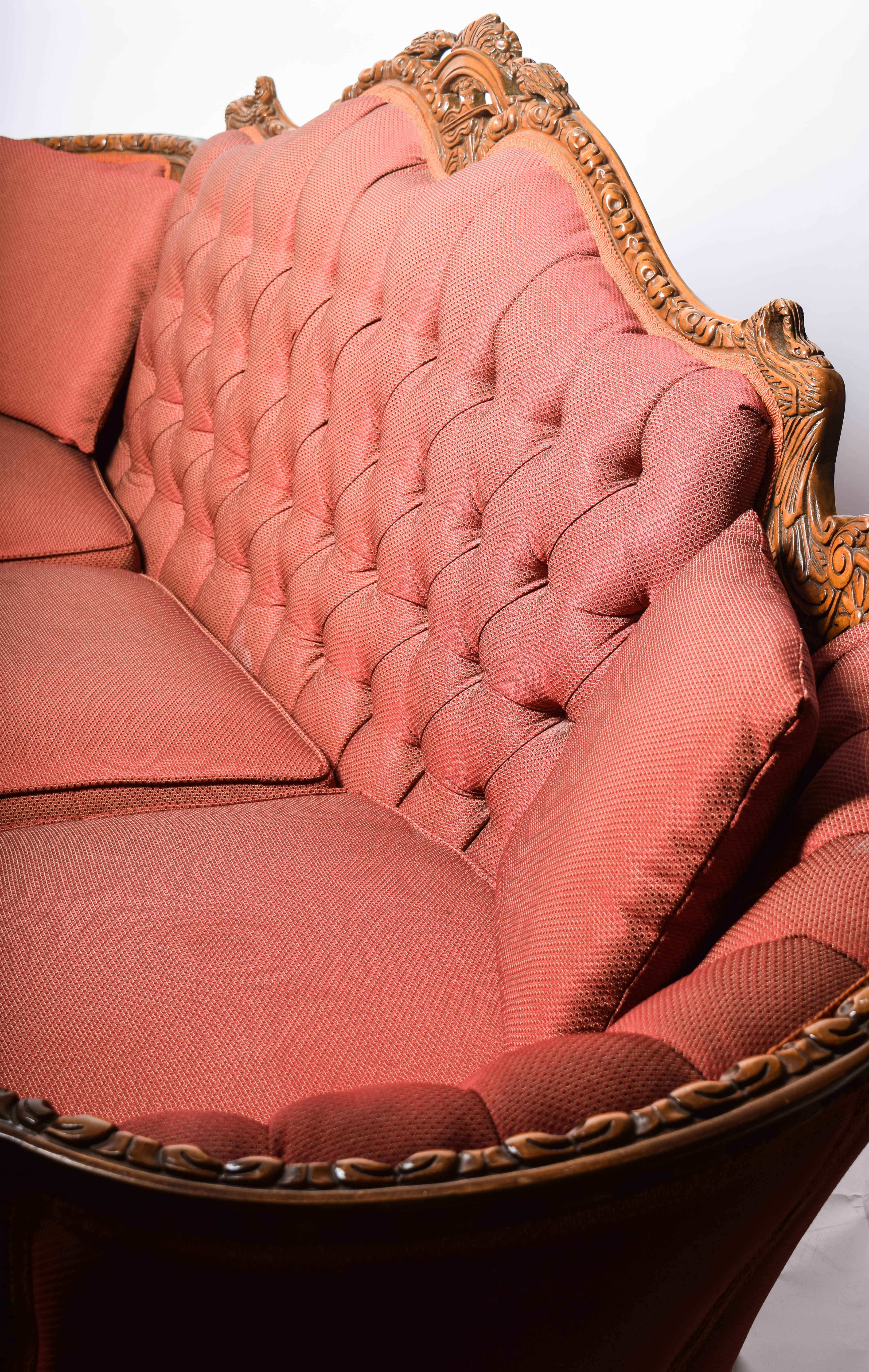 Antique Ornately Carved Victorian Upholstered Sofa