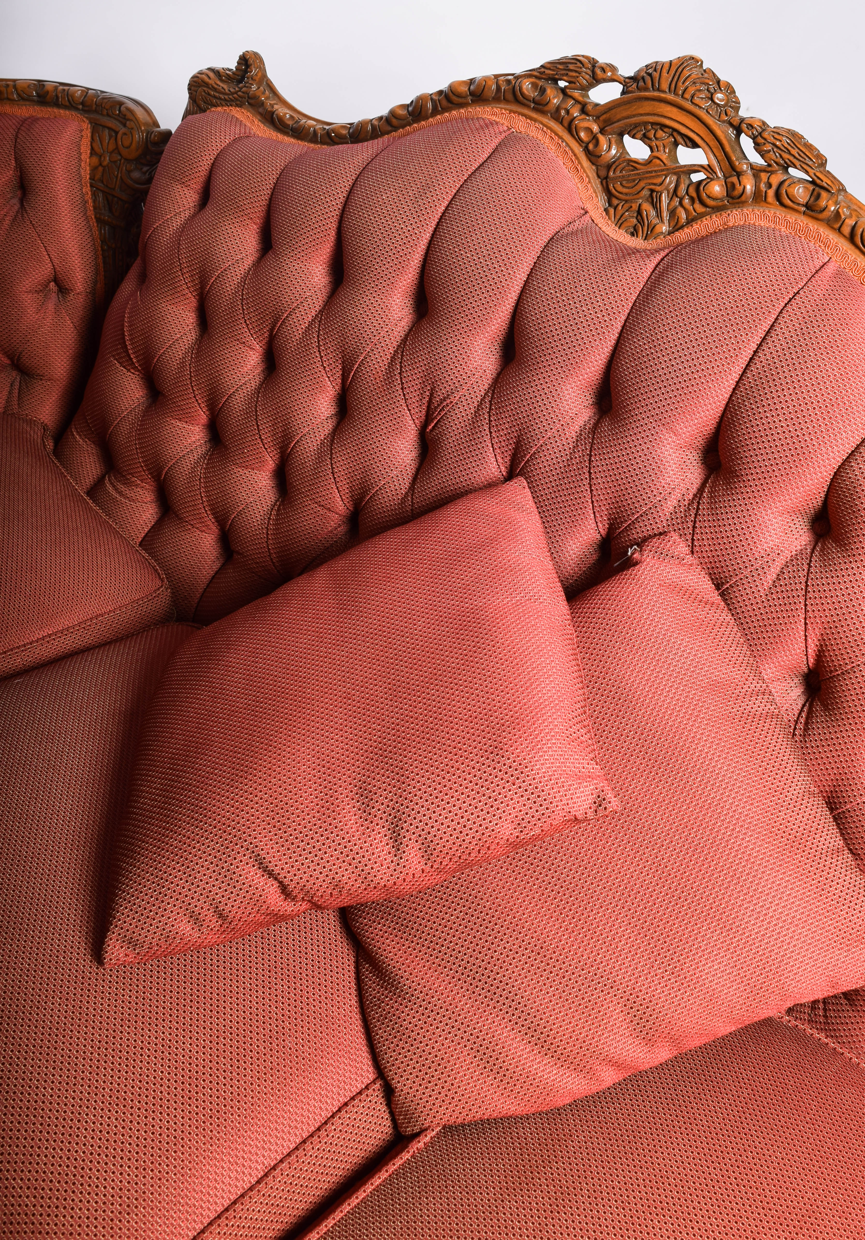 Antique Ornately Carved Victorian Upholstered Sofa