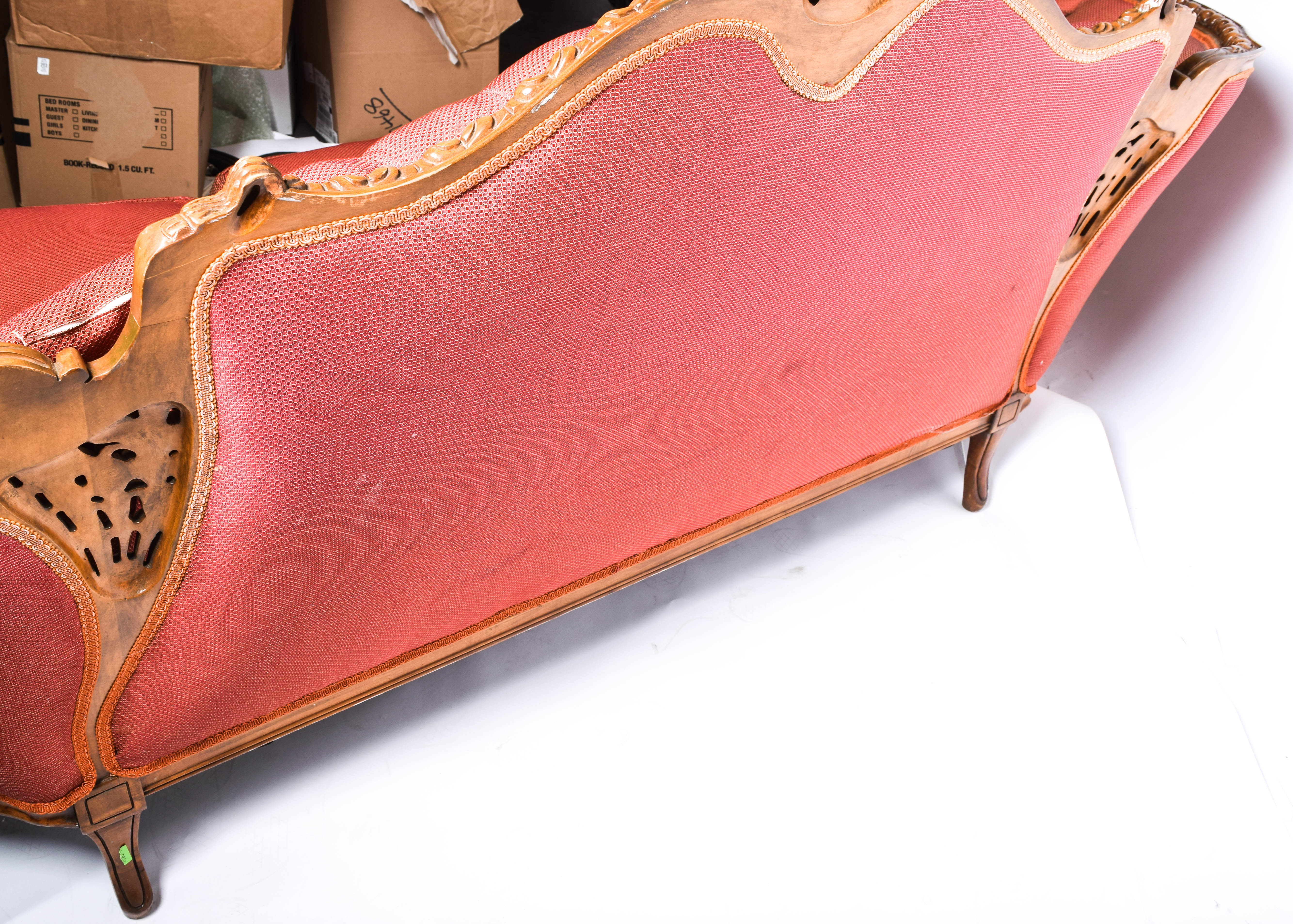 Antique Ornately Carved Victorian Upholstered Sofa