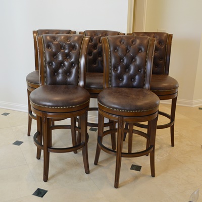 Frontgate Leather Swivel Bar Stools