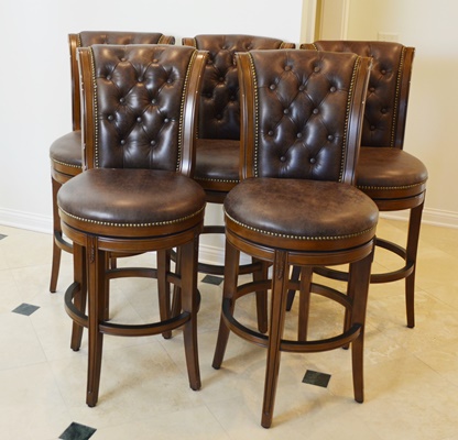 Frontgate Leather Swivel Bar Stools