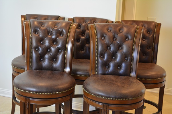 Frontgate Leather Swivel Bar Stools