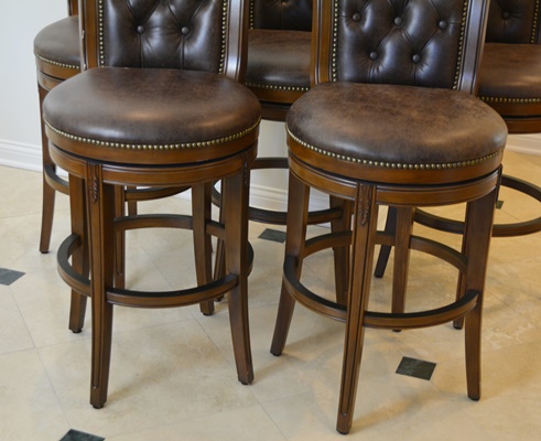 Frontgate Leather Swivel Bar Stools
