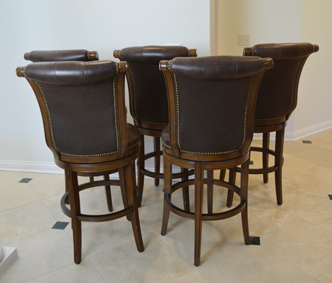 Frontgate Leather Swivel Bar Stools