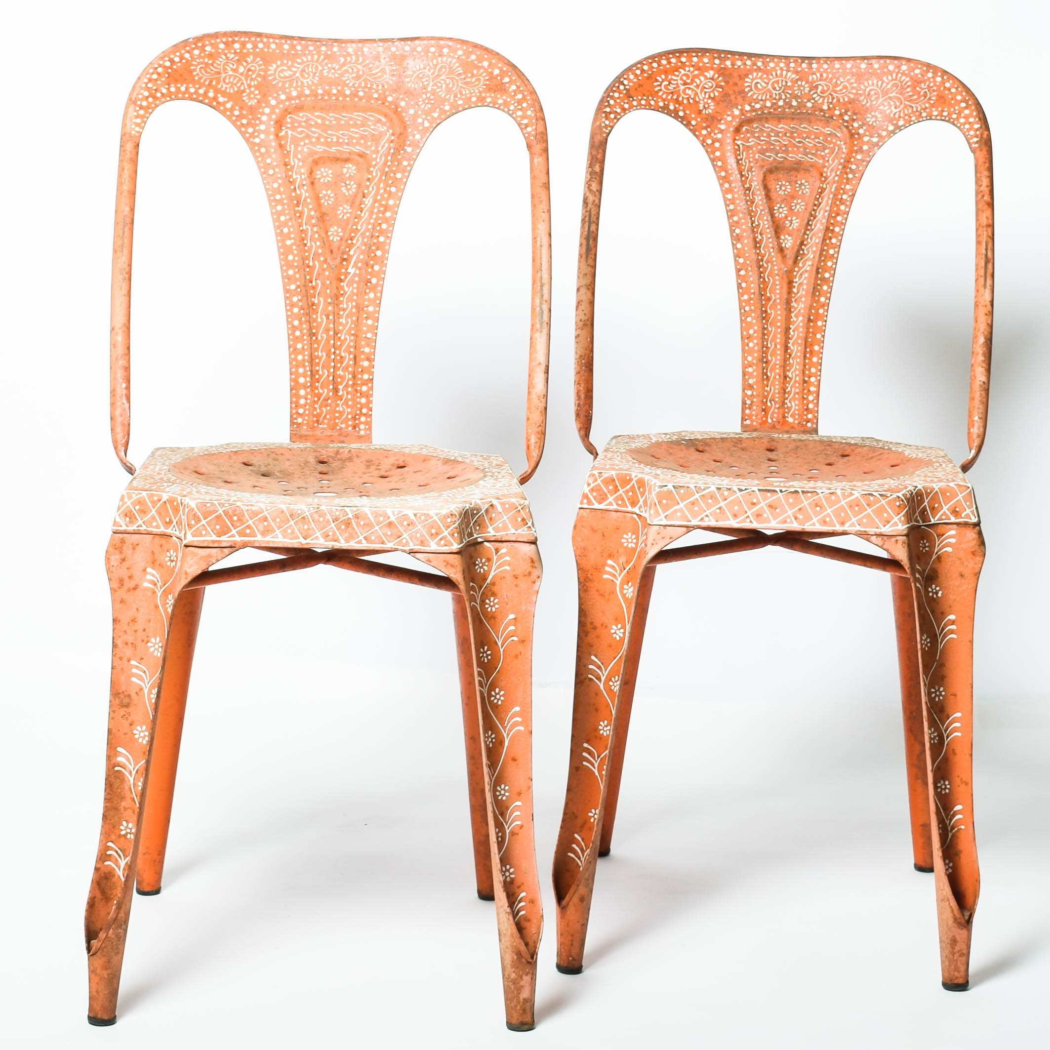 Indian Mid-Century Painted Metal Chairs