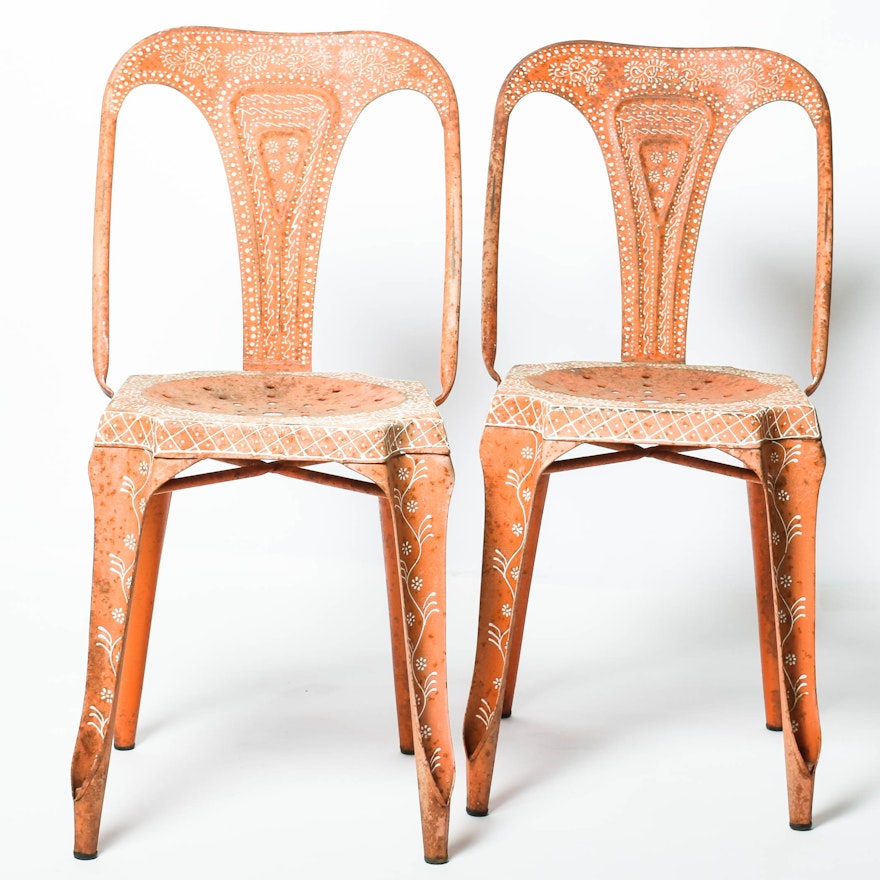 Indian Mid-Century Painted Metal Chairs