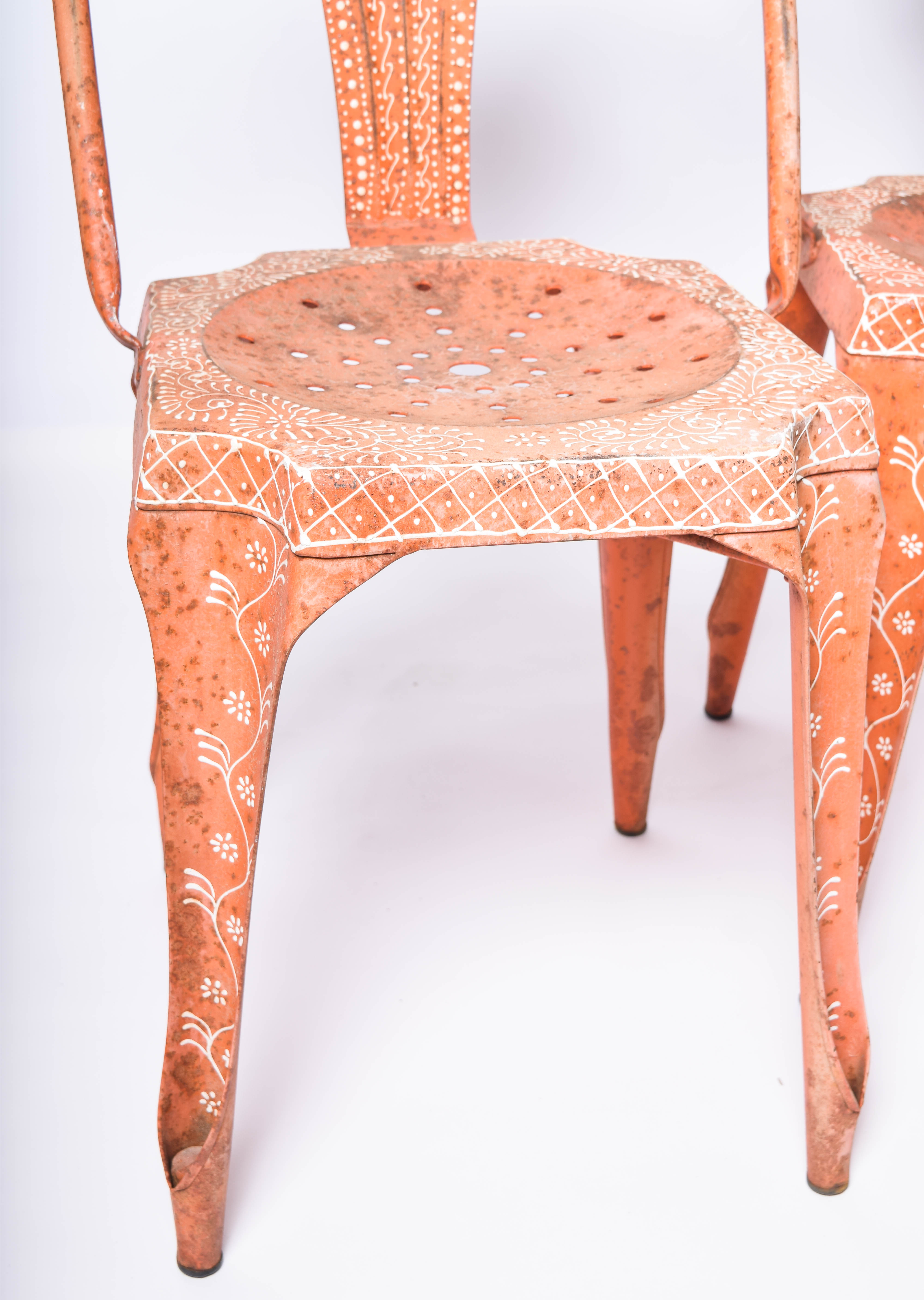 Indian Mid-Century Painted Metal Chairs