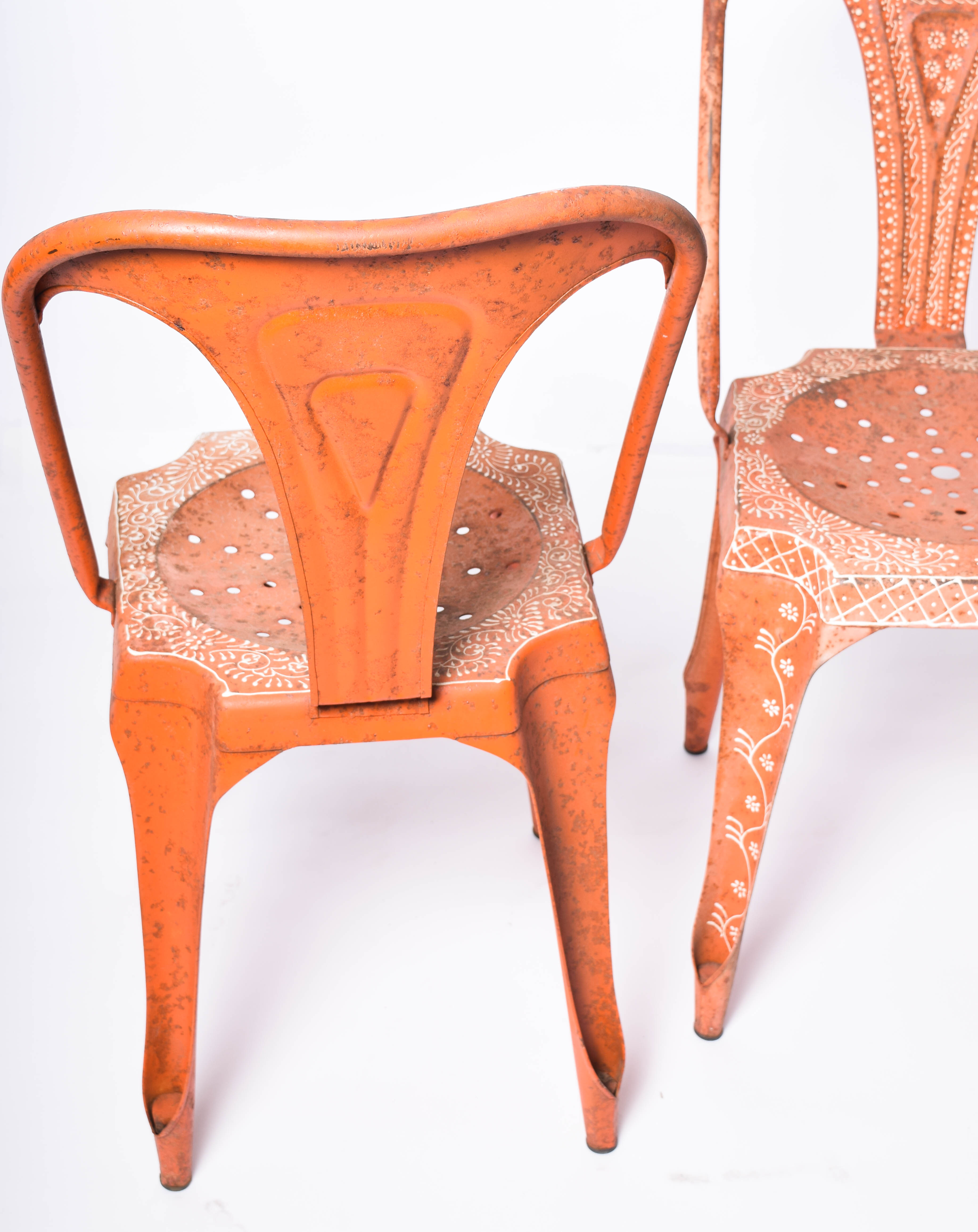 Indian Mid-Century Painted Metal Chairs