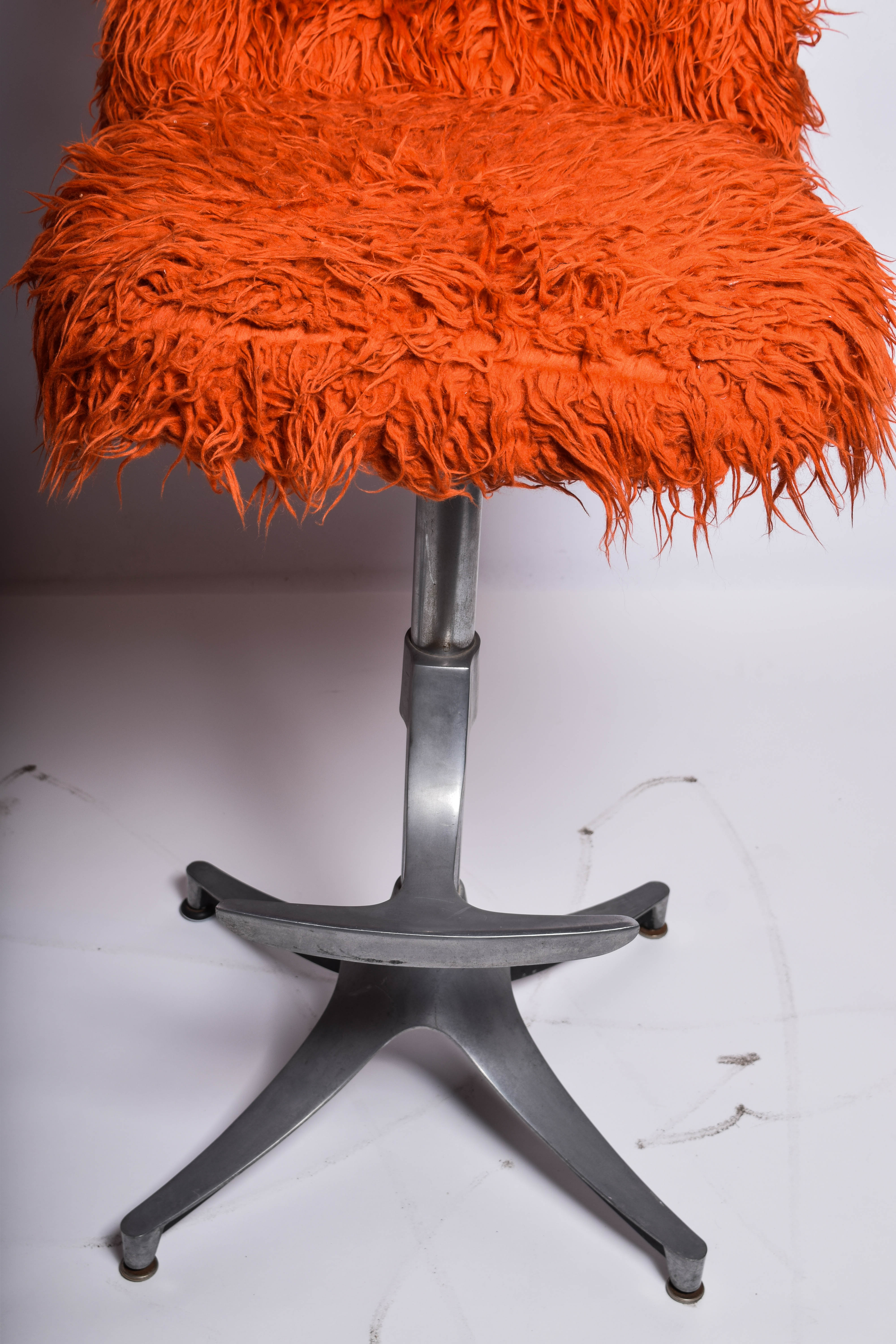 Vintage Stools with Shag Upholstery