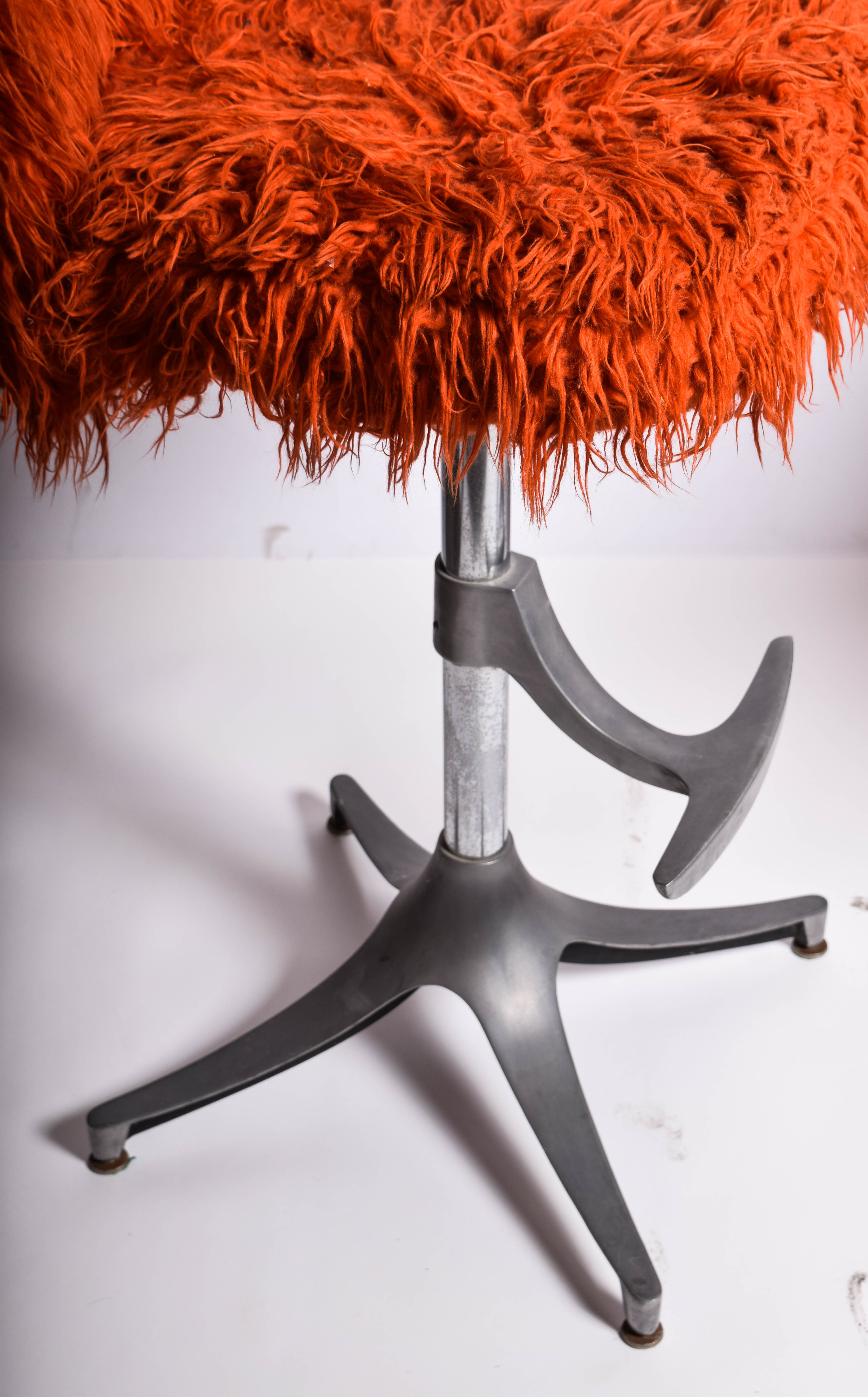 Vintage Stools with Shag Upholstery