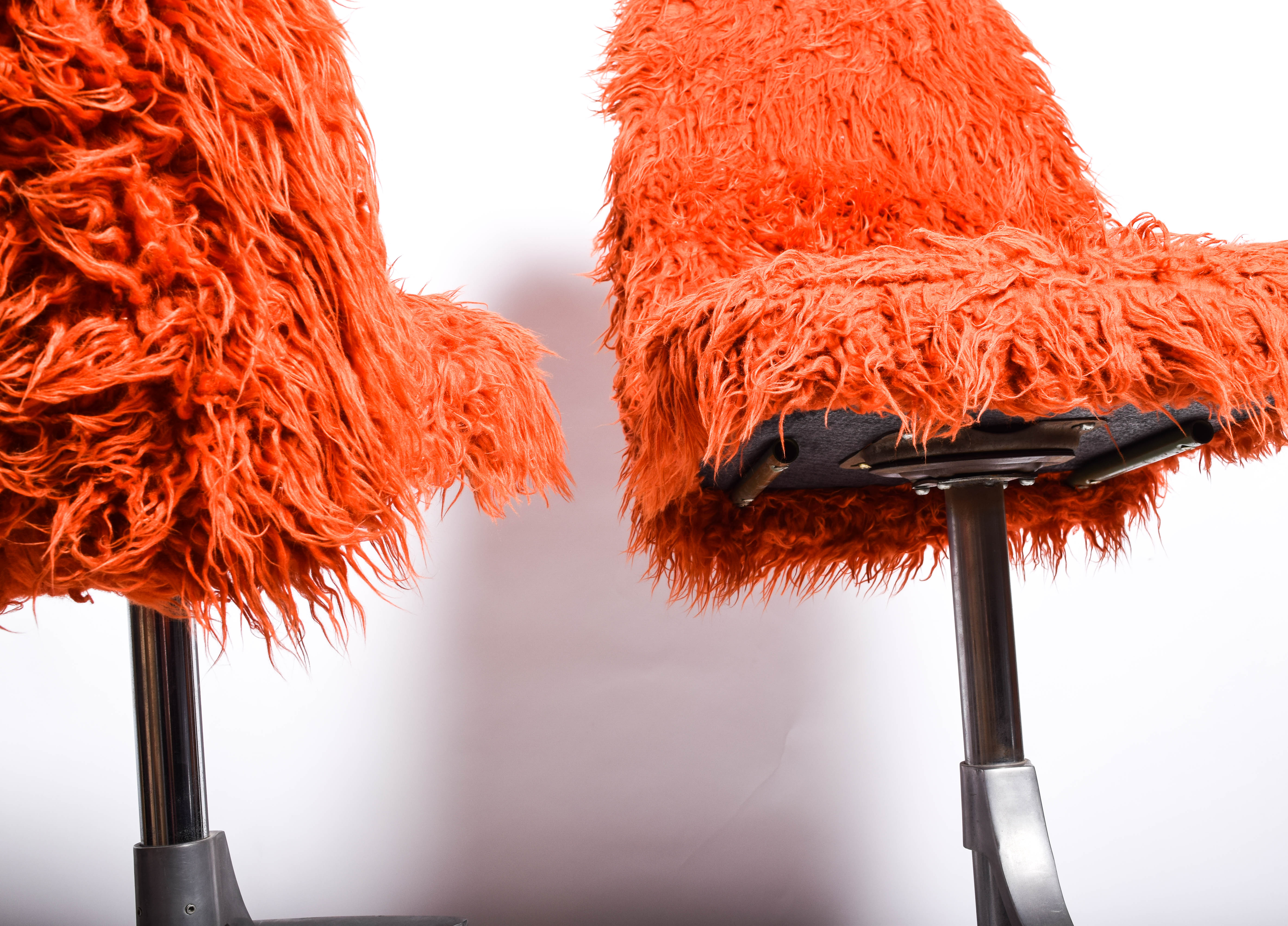 Vintage Stools with Shag Upholstery