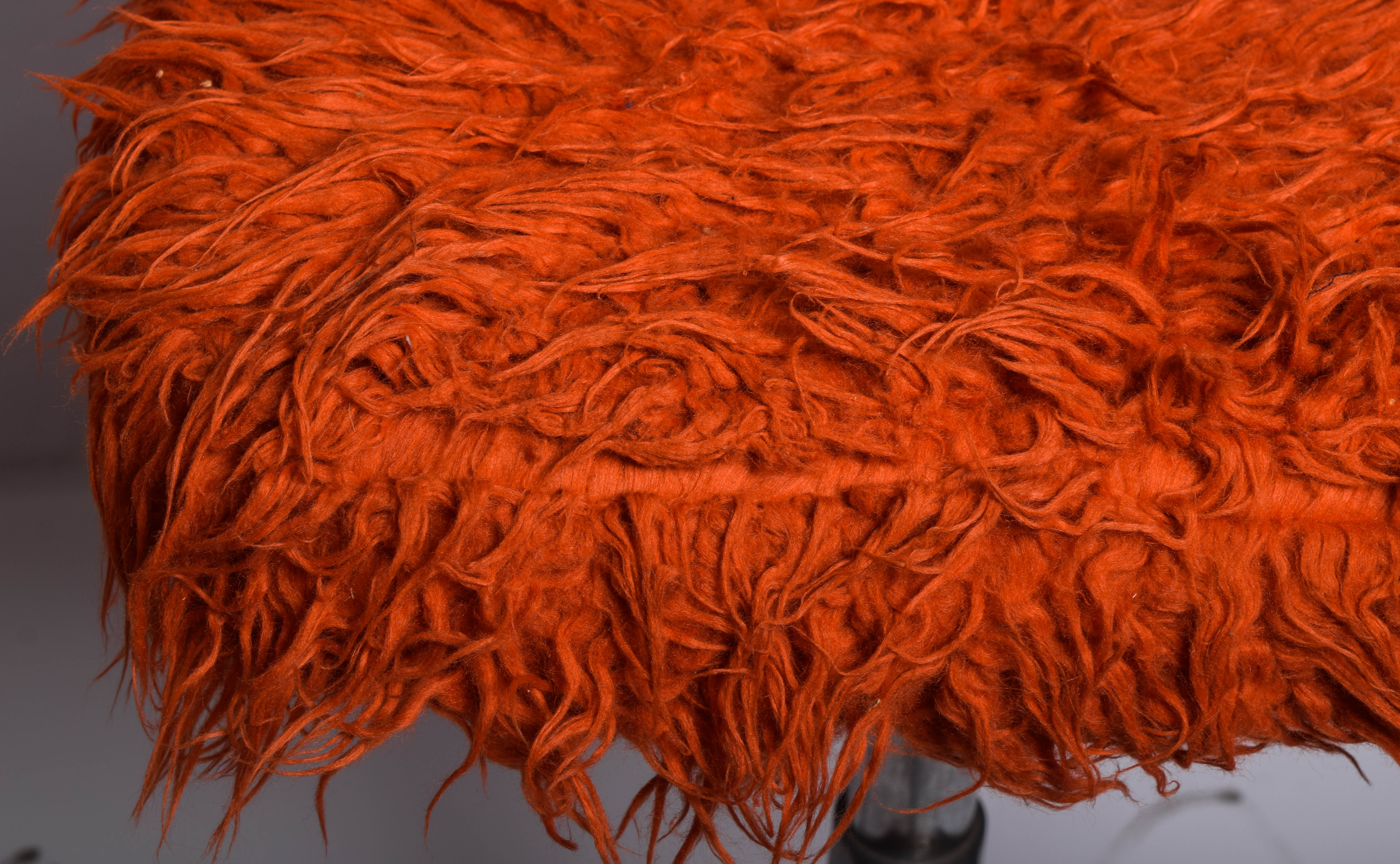 Vintage Stools with Shag Upholstery