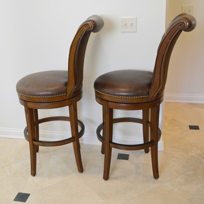 Frontgate Leather Swivel Bar Stools