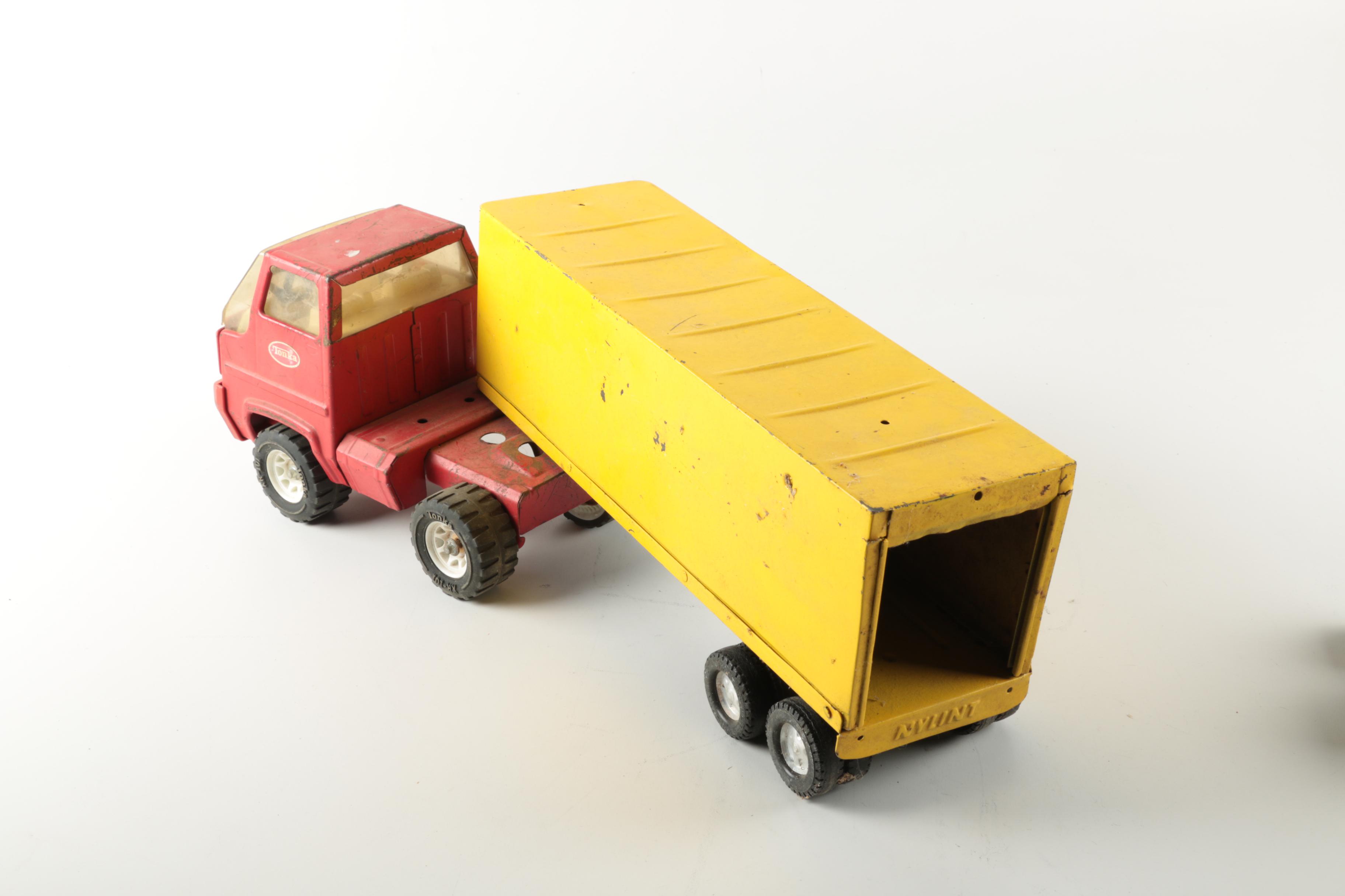Vintage Tonka Tractor Trailer and UPS Trucks
