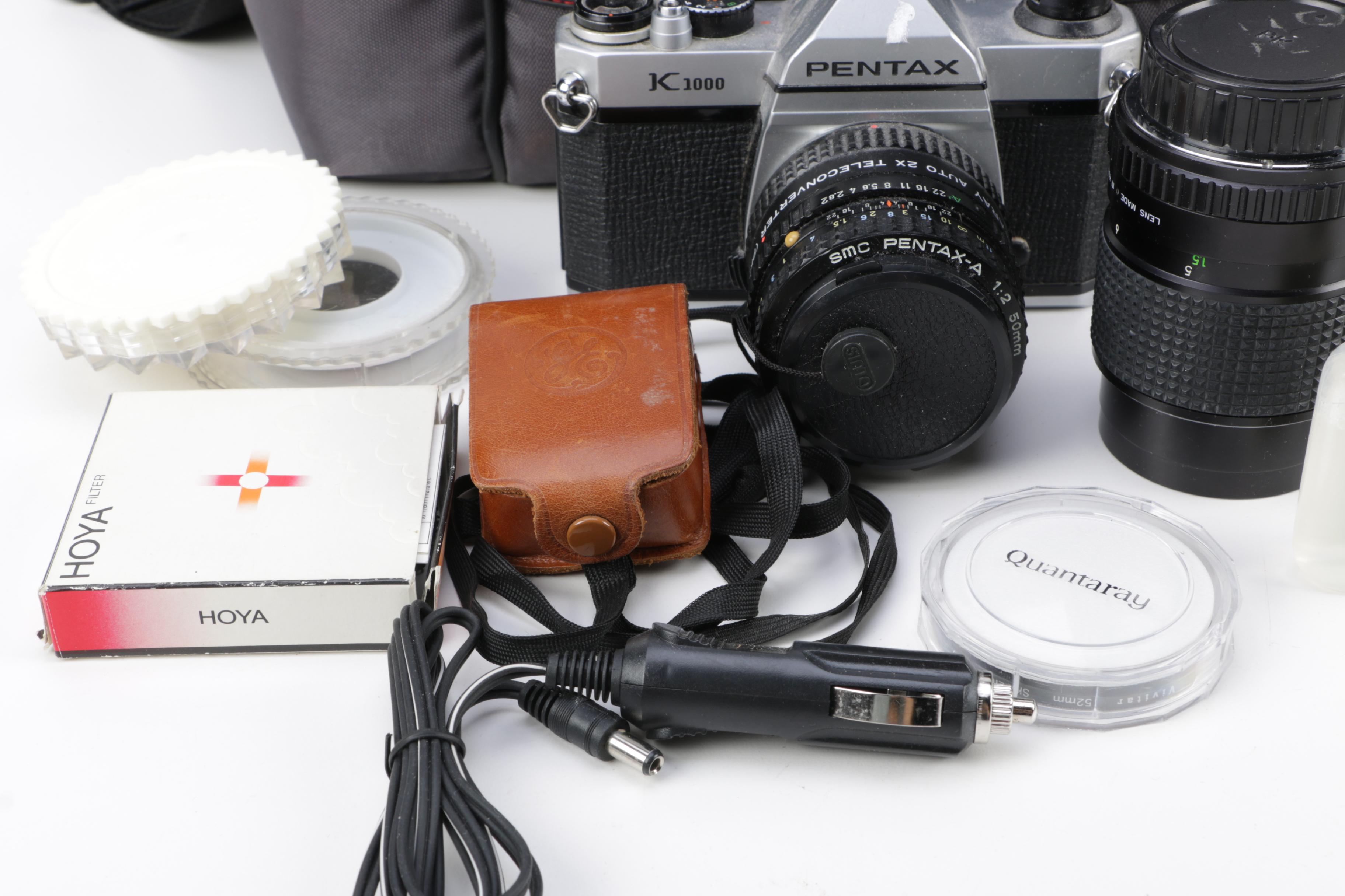 Pentax K1000 Camera, Bag and Accessories
