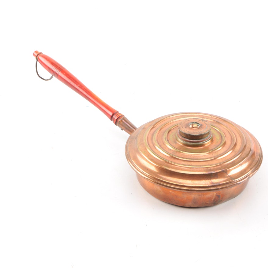 Antique Handled Copper Bedwarmer