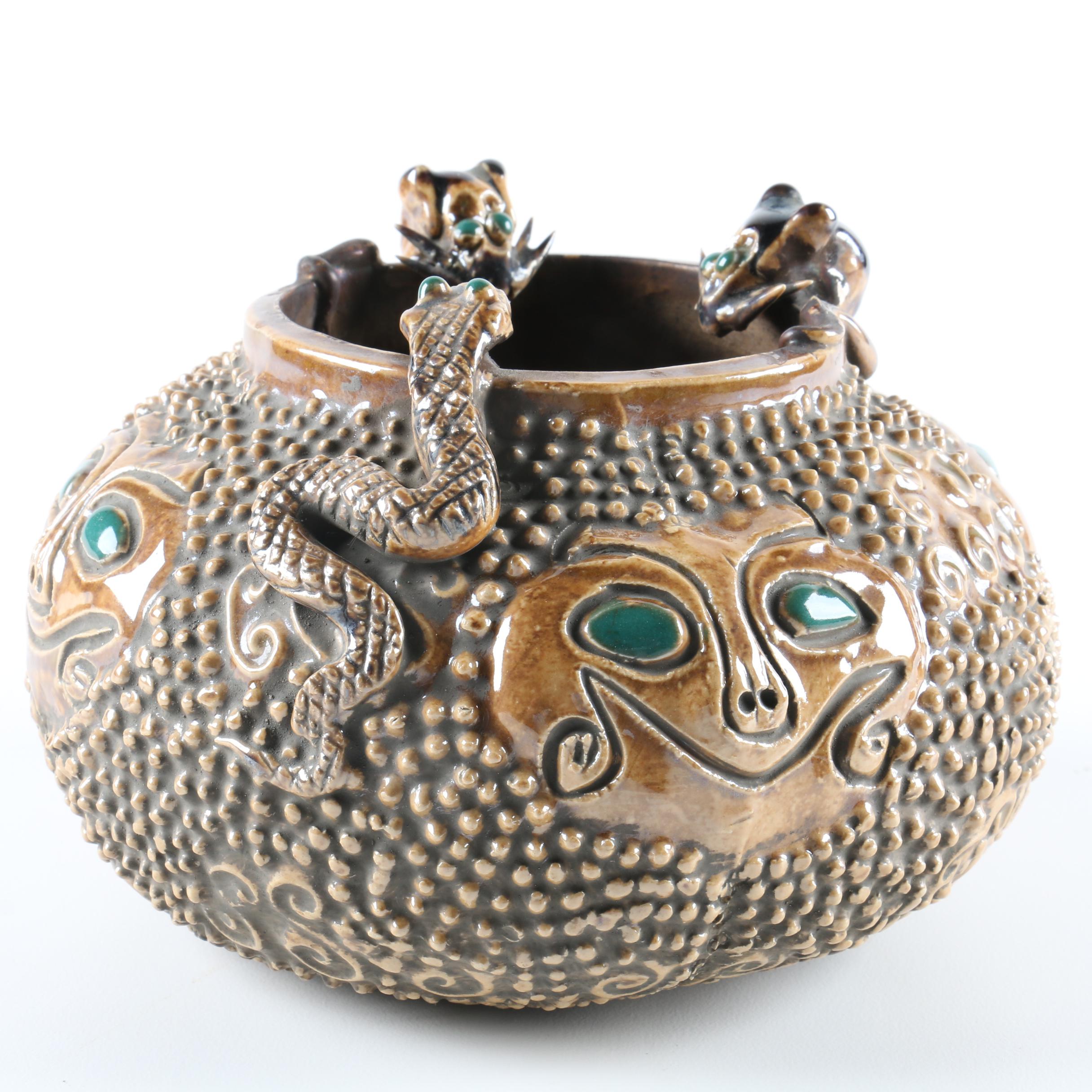 Chinese Ceramic Bowl with Snake and Mice motif