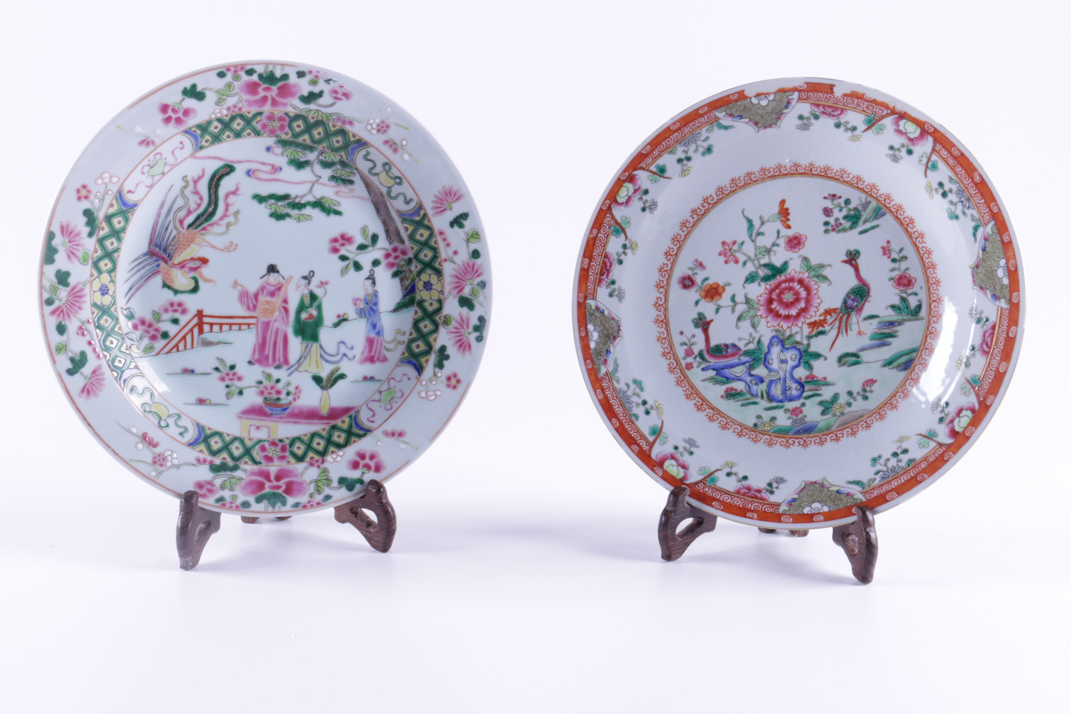 Pair of Chinese Decorative Plates with Stands
