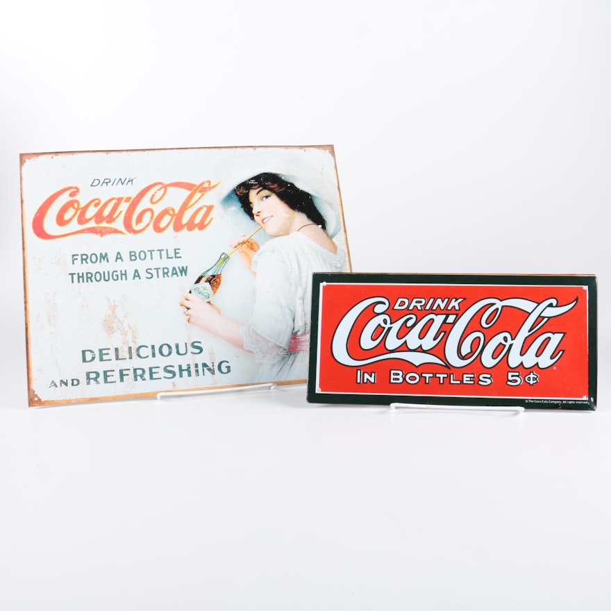 Pair of Metal Coca-Cola Signs