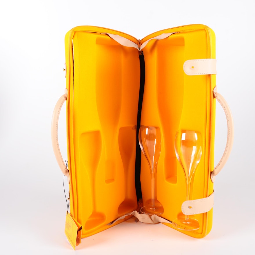 Veuve Clicquot Champagne Flutes and Traveller Case