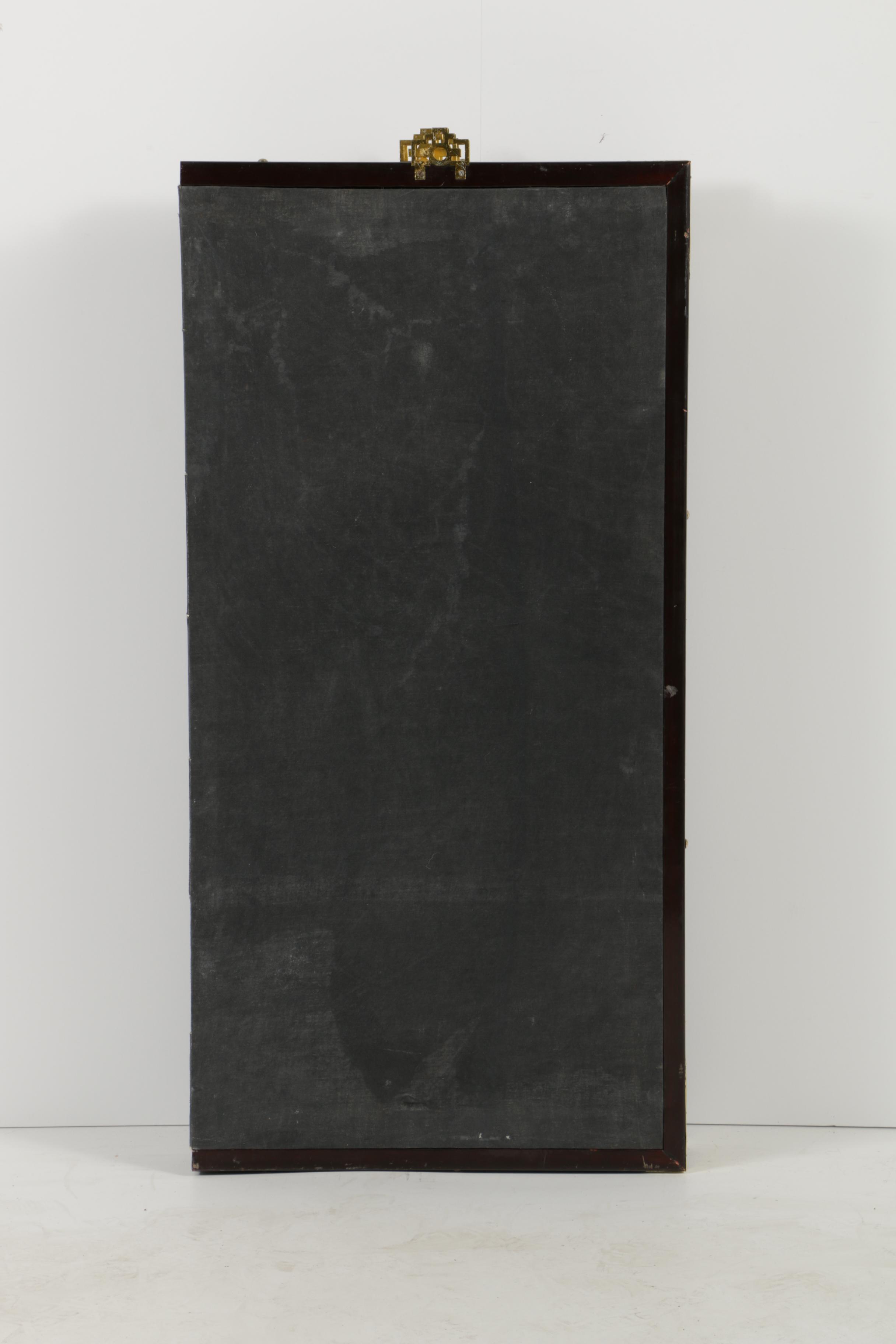 Chinese Four-Panel Folding Screen with Painted Bird and Flower Imagery