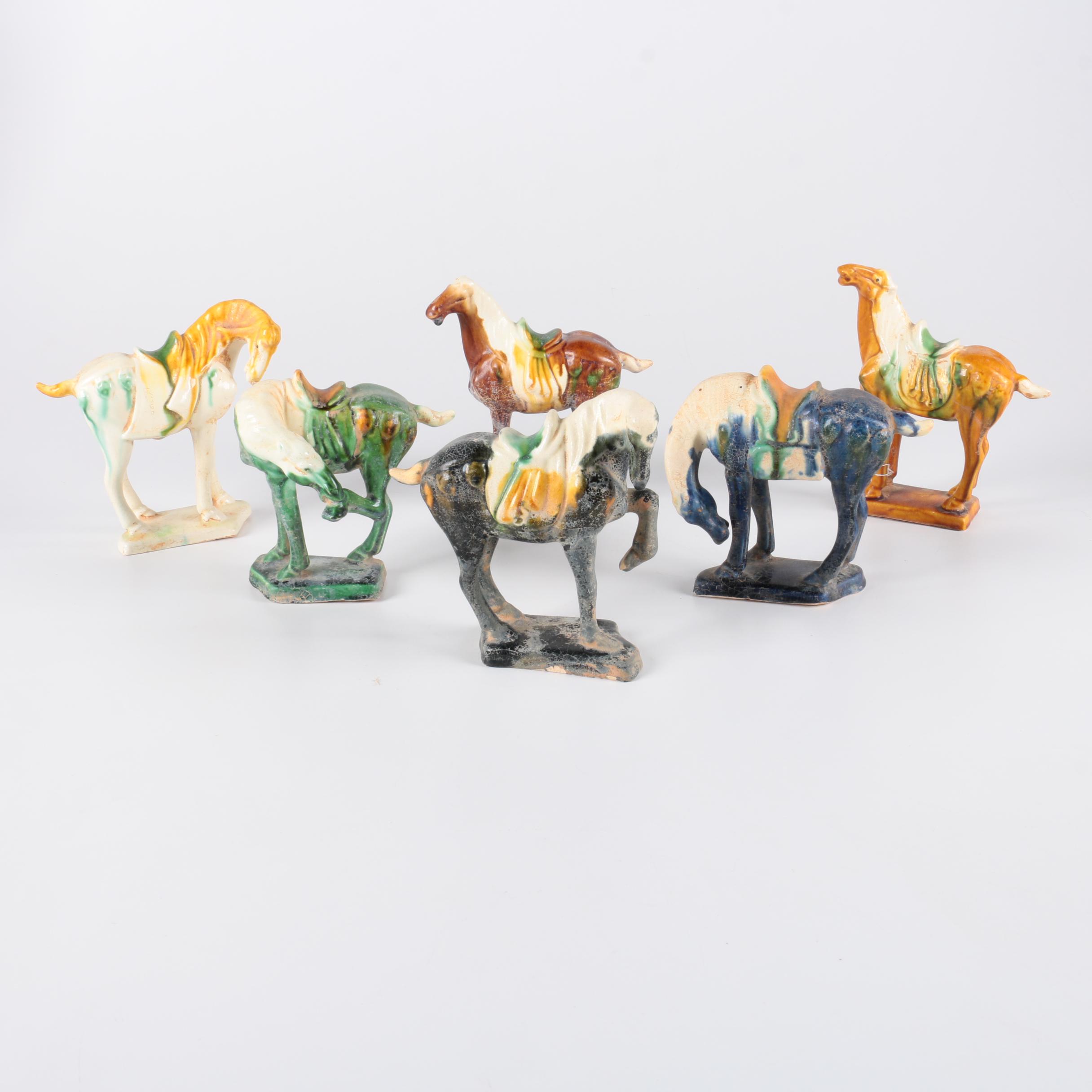 Tang Dynasty Style Ceramic Horse Figurines
