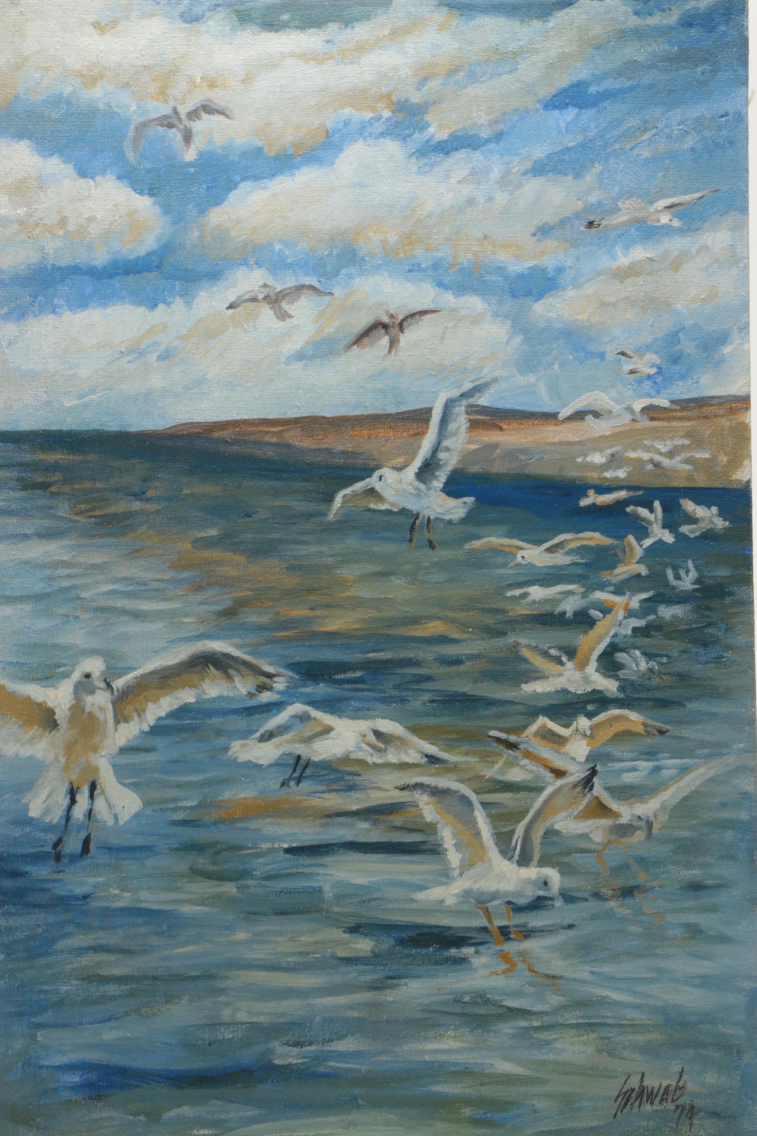 Schwab Oil Painting on Canvas of Coastal Scene