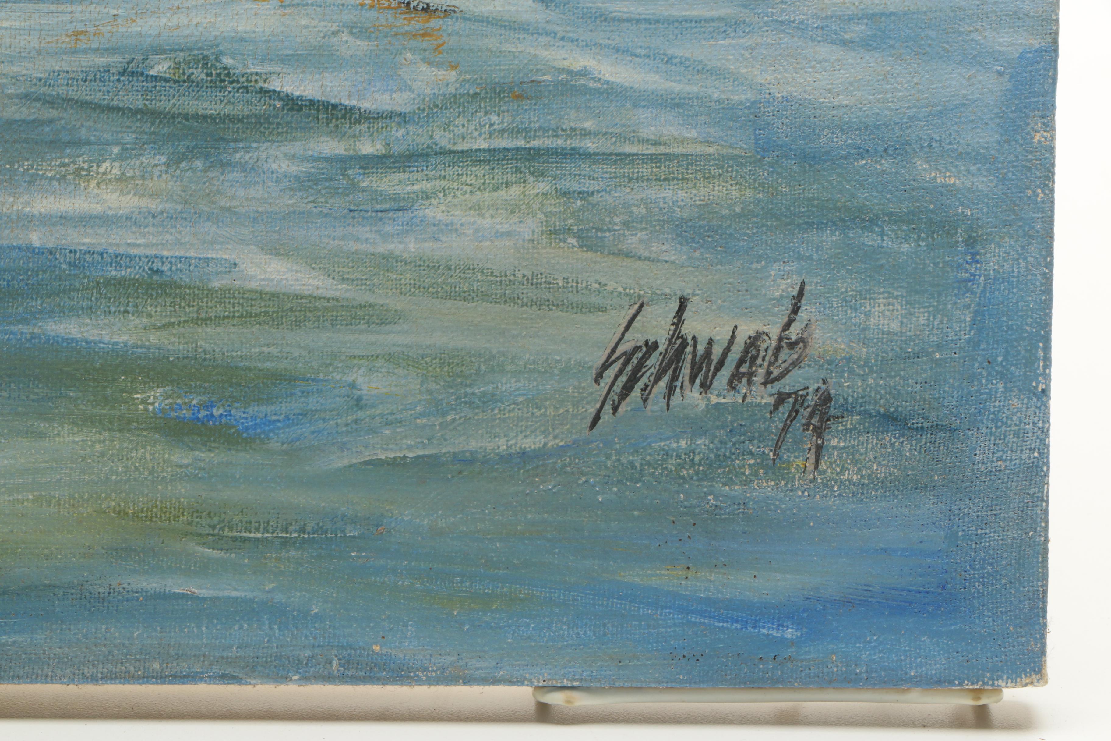 Schwab Oil Painting on Canvas of Coastal Scene